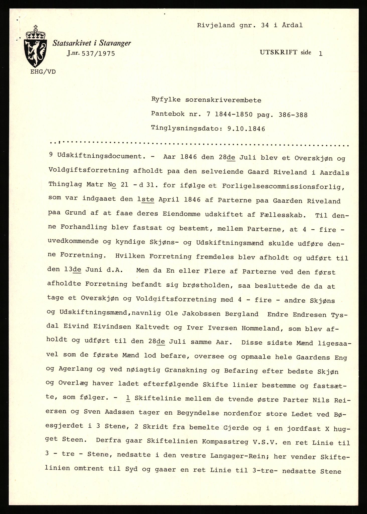 Statsarkivet i Stavanger, AV/SAST-A-101971/03/Y/Yj/L0069: Avskrifter sortert etter gårdsnavn: Riske - Rosland store, 1750-1930, s. 279