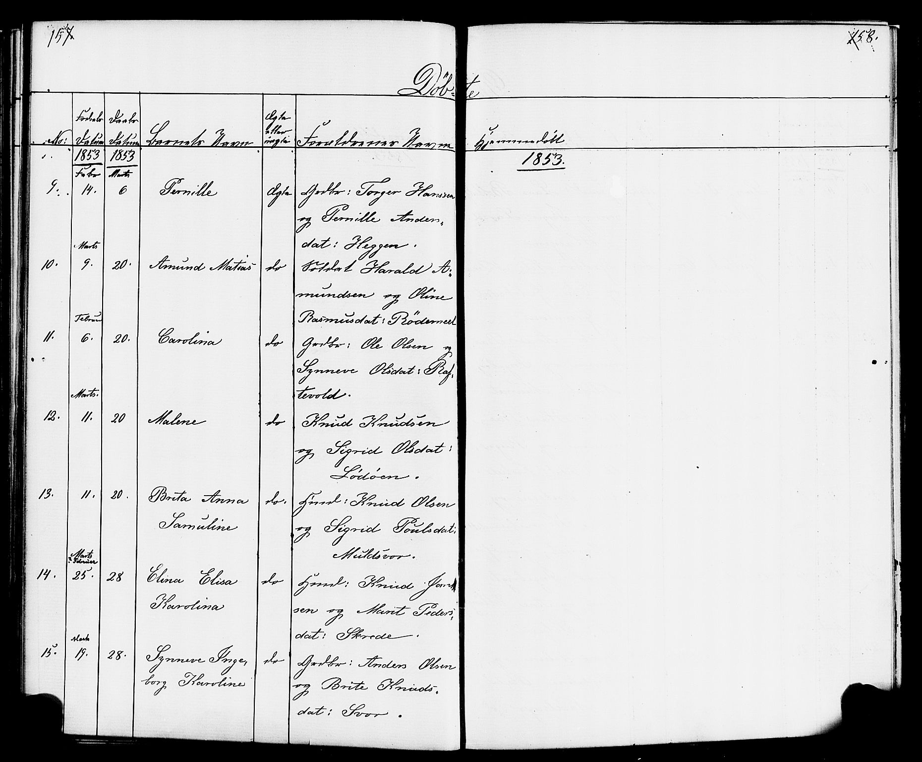 Hornindal sokneprestembete, SAB/A-82401/H/Haa/Haaa/L0001: Ministerialbok nr. A 1, 1837-1866, s. 158-159