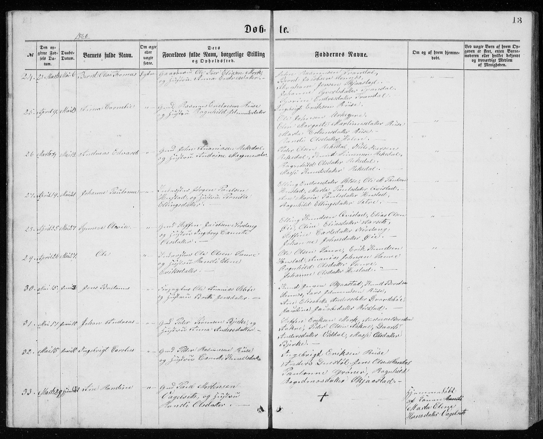 Ministerialprotokoller, klokkerbøker og fødselsregistre - Møre og Romsdal, AV/SAT-A-1454/515/L0214: Klokkerbok nr. 515C01, 1865-1883, s. 13