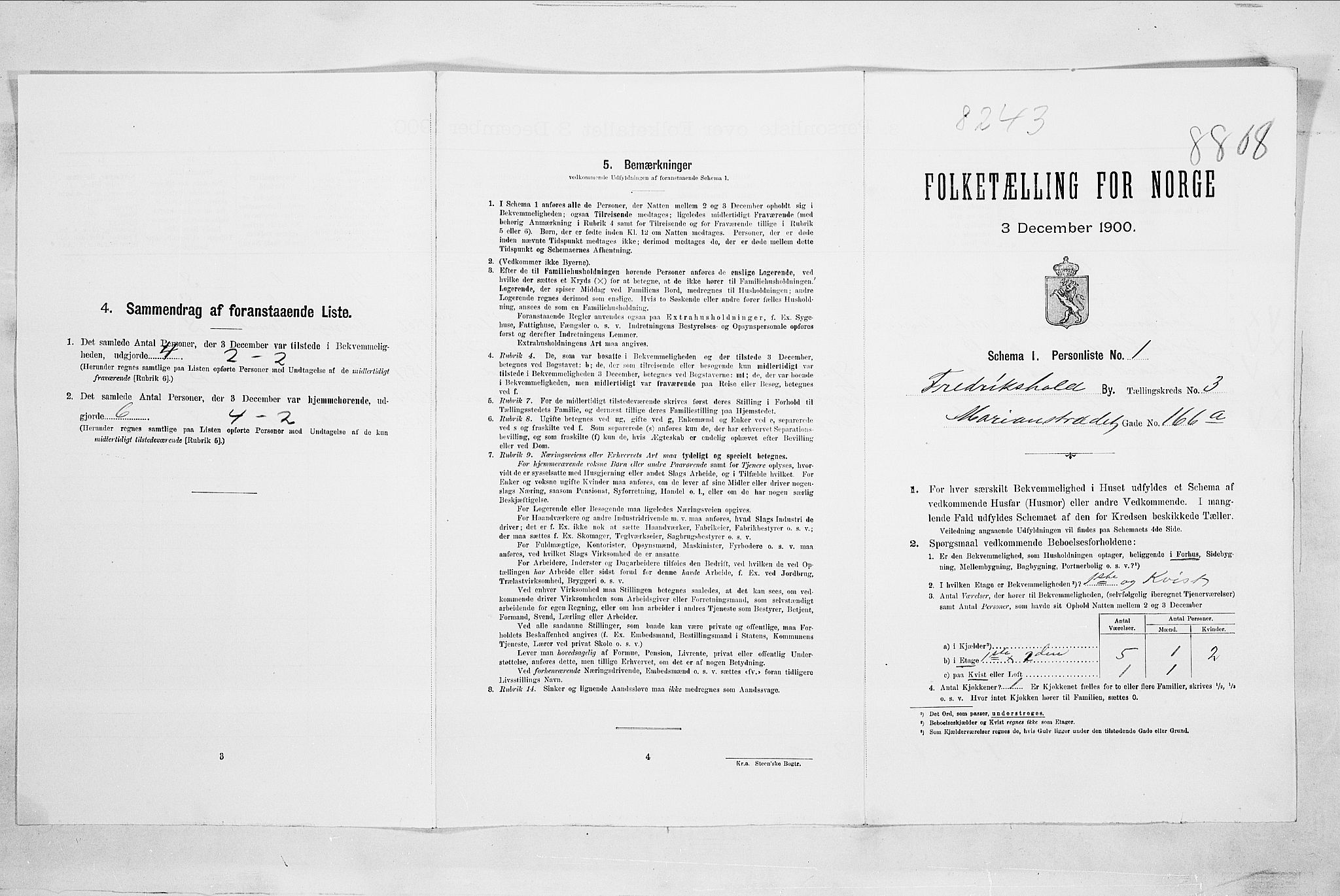SAO, Folketelling 1900 for 0101 Fredrikshald kjøpstad, 1900