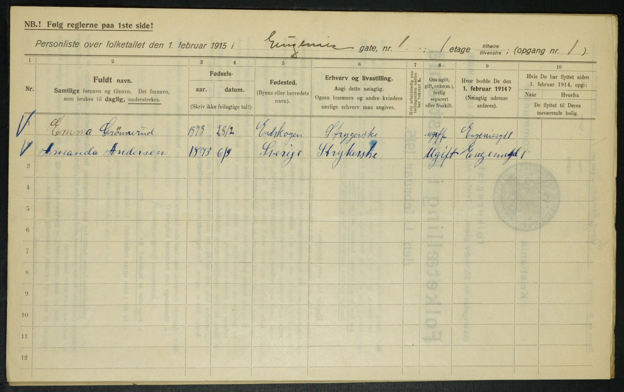 OBA, Kommunal folketelling 1.2.1915 for Kristiania, 1915, s. 22193