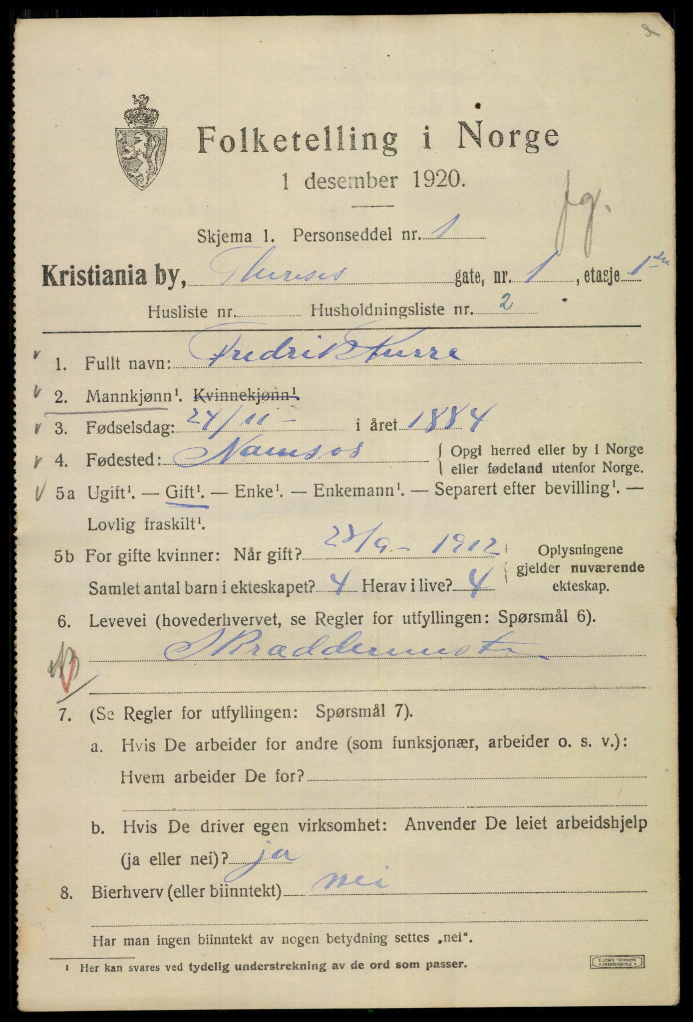 SAO, Folketelling 1920 for 0301 Kristiania kjøpstad, 1920, s. 565657