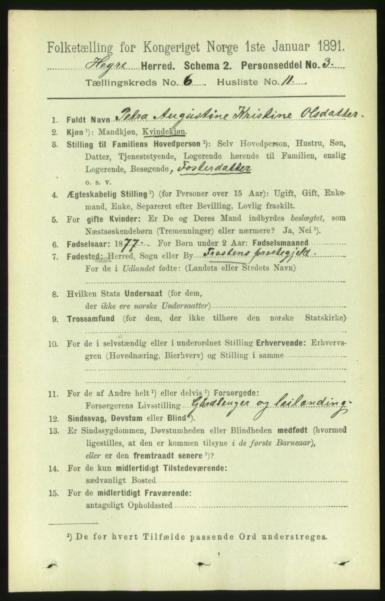 RA, Folketelling 1891 for 1712 Hegra herred, 1891, s. 2412