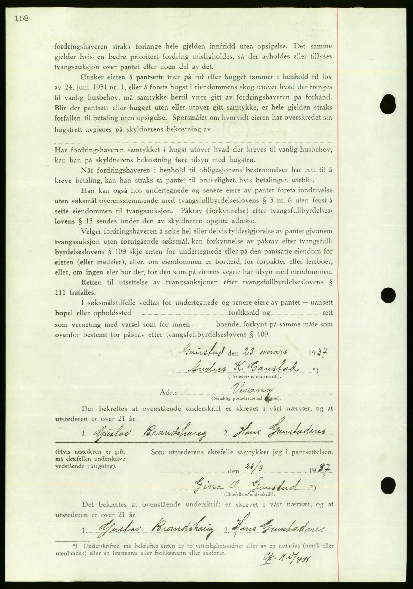 Nordmøre sorenskriveri, AV/SAT-A-4132/1/2/2Ca/L0091: Pantebok nr. B81, 1937-1937, Dagboknr: 809/1937