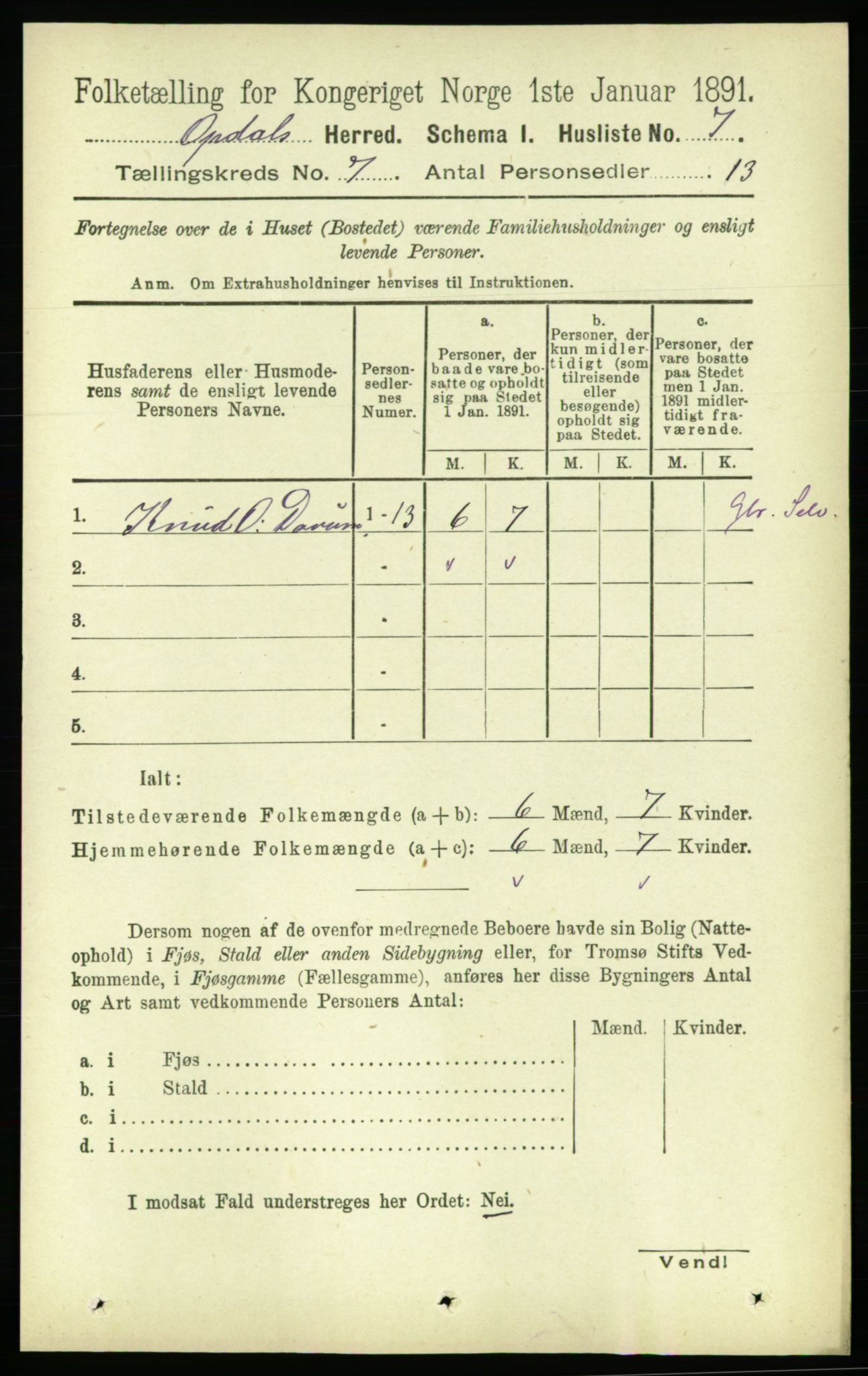 RA, Folketelling 1891 for 1634 Oppdal herred, 1891, s. 3412