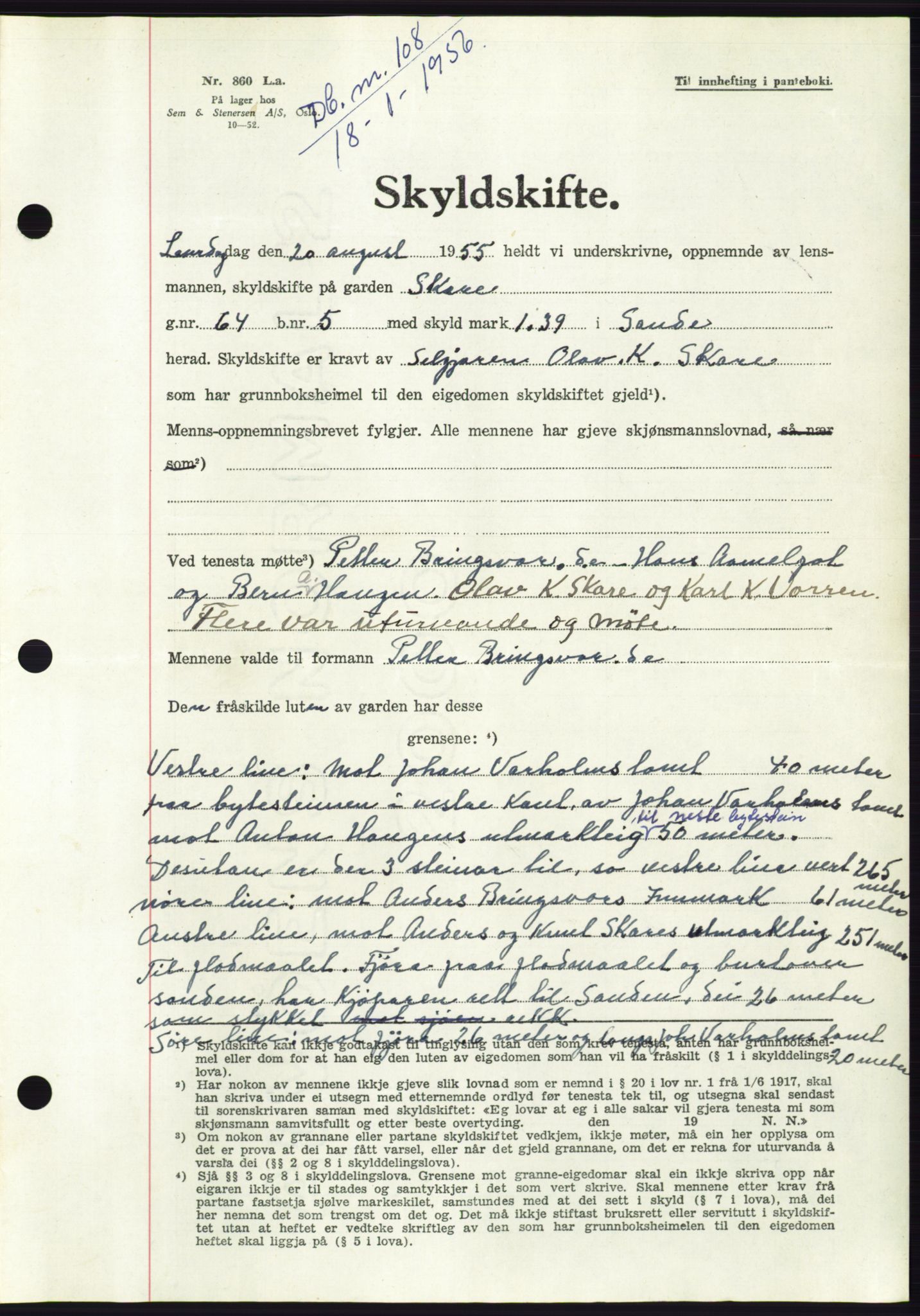 Søre Sunnmøre sorenskriveri, AV/SAT-A-4122/1/2/2C/L0102: Pantebok nr. 28A, 1955-1956, Dagboknr: 108/1956