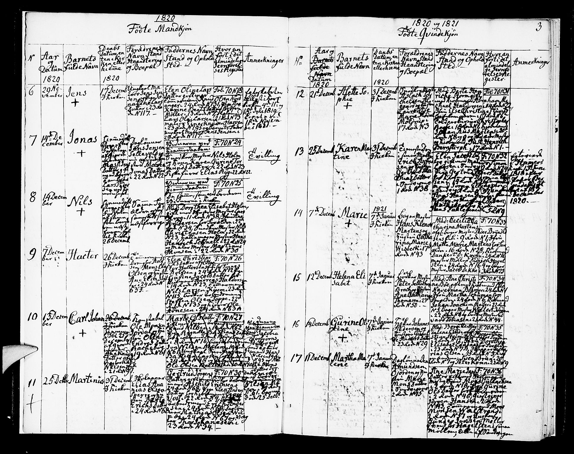 Korskirken sokneprestembete, SAB/A-76101/H/Hab: Klokkerbok nr. A 2, 1820-1832, s. 3