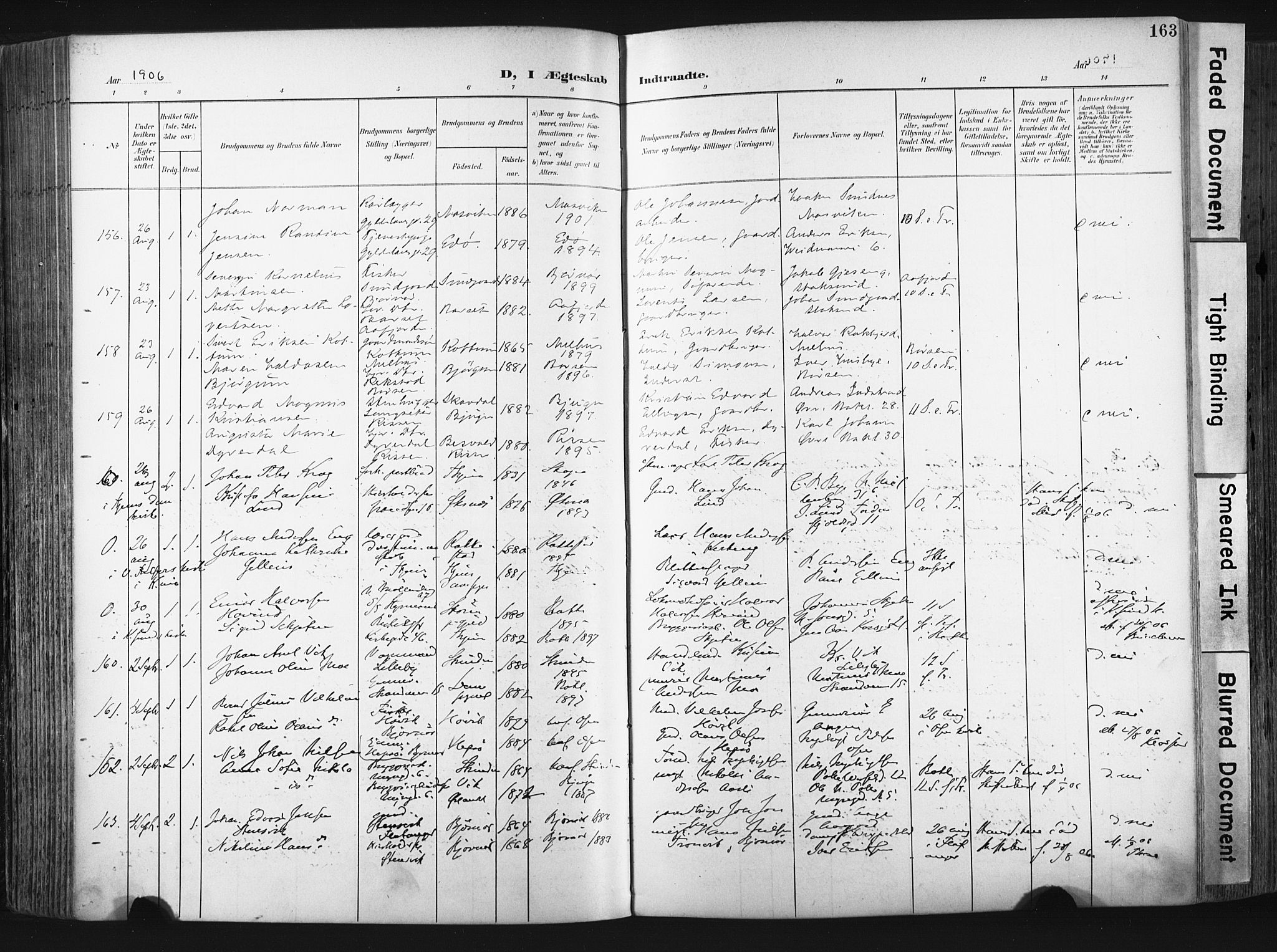 Ministerialprotokoller, klokkerbøker og fødselsregistre - Sør-Trøndelag, SAT/A-1456/604/L0201: Ministerialbok nr. 604A21, 1901-1911, s. 163