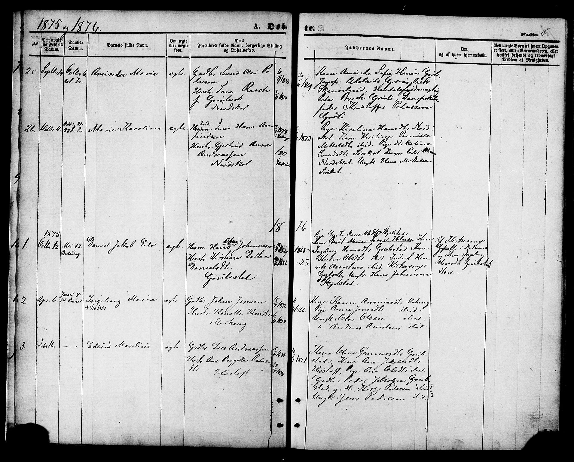 Ministerialprotokoller, klokkerbøker og fødselsregistre - Nordland, SAT/A-1459/857/L0821: Ministerialbok nr. 857A01, 1875-1889, s. 6