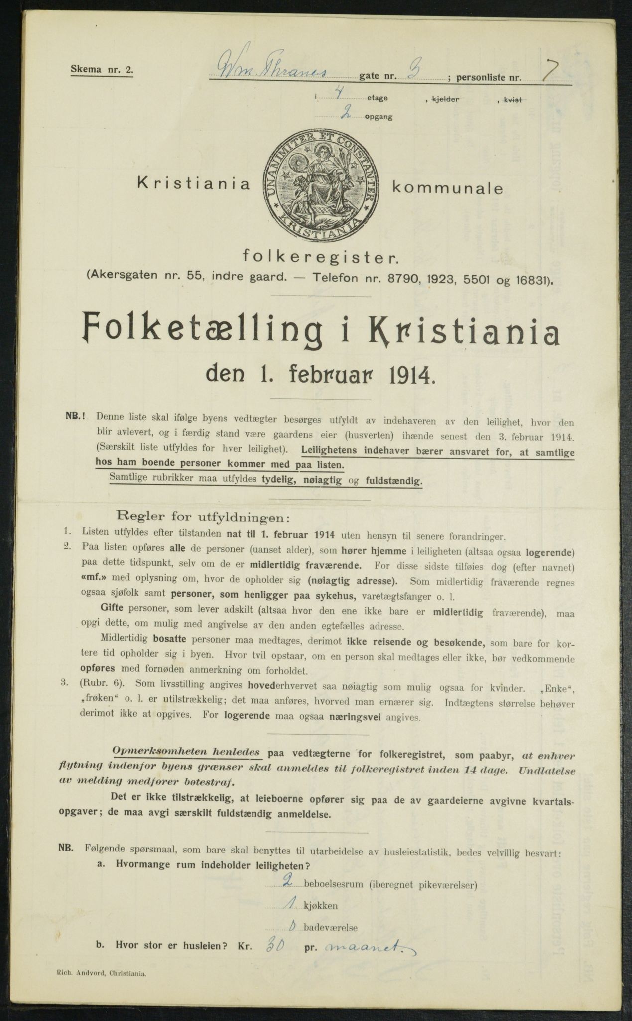 OBA, Kommunal folketelling 1.2.1914 for Kristiania, 1914, s. 127346