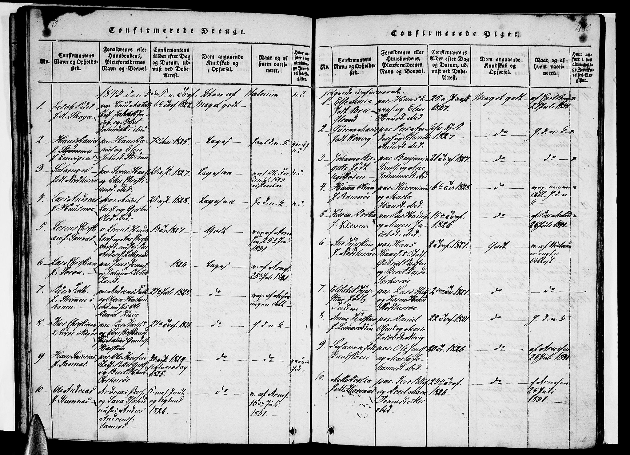 Ministerialprotokoller, klokkerbøker og fødselsregistre - Nordland, SAT/A-1459/831/L0474: Klokkerbok nr. 831C01, 1820-1850, s. 479-480