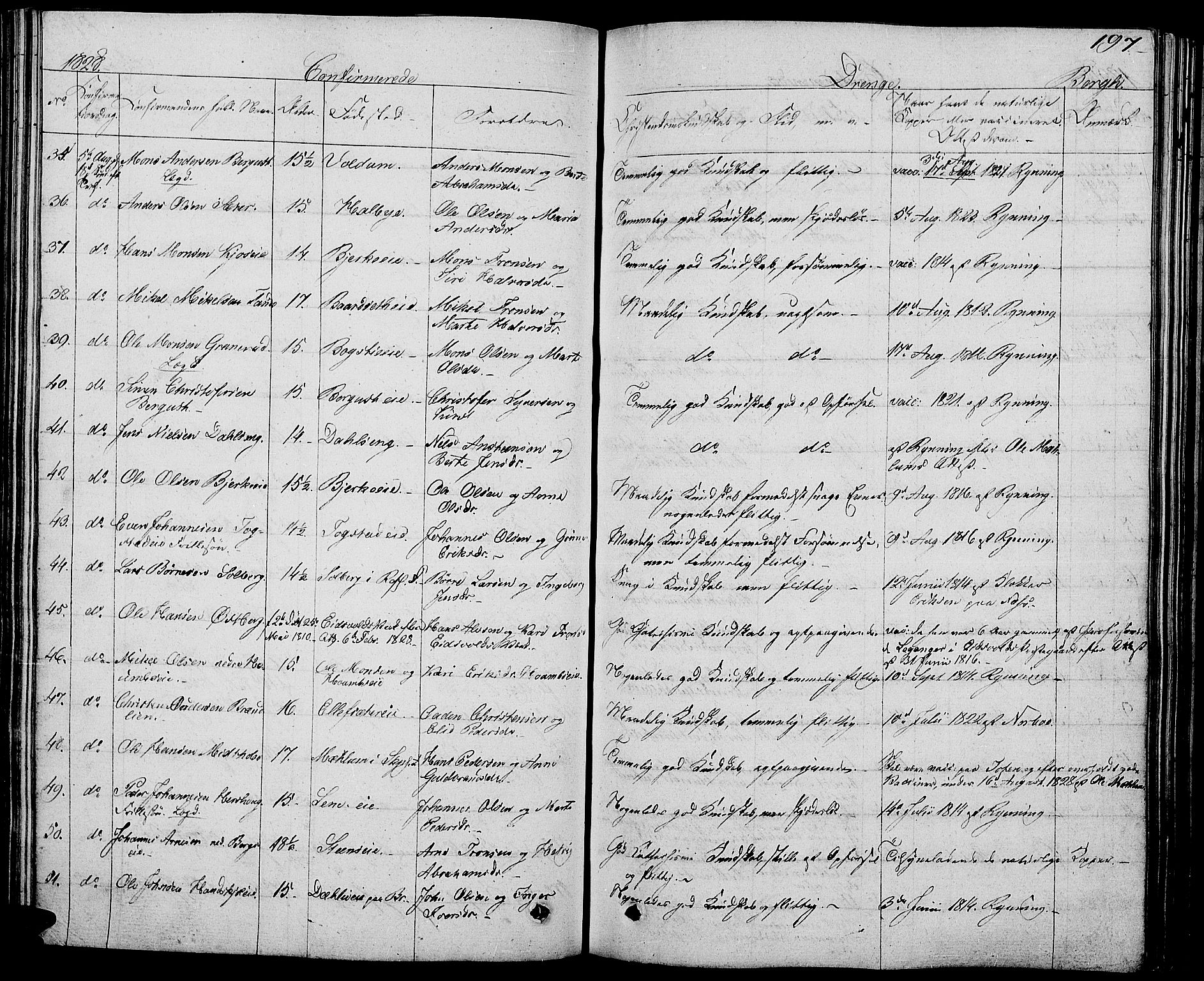 Ringsaker prestekontor, AV/SAH-PREST-014/L/La/L0004: Klokkerbok nr. 4, 1827-1838, s. 197