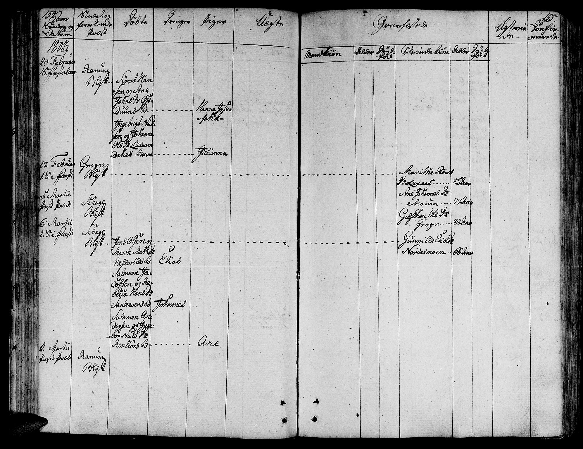 Ministerialprotokoller, klokkerbøker og fødselsregistre - Nord-Trøndelag, AV/SAT-A-1458/764/L0545: Ministerialbok nr. 764A05, 1799-1816, s. 154-155