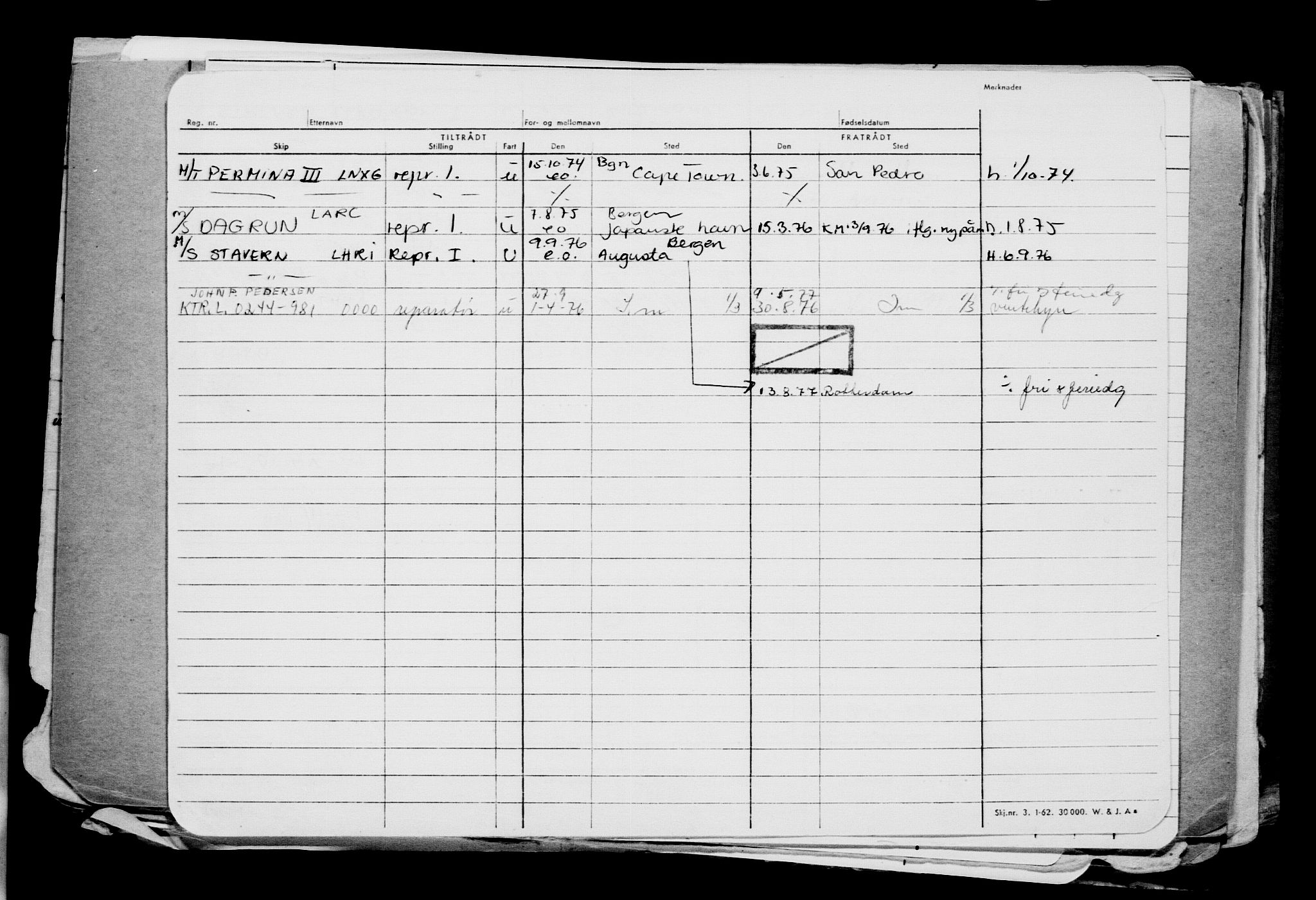 Direktoratet for sjømenn, AV/RA-S-3545/G/Gb/L0171: Hovedkort, 1919, s. 251