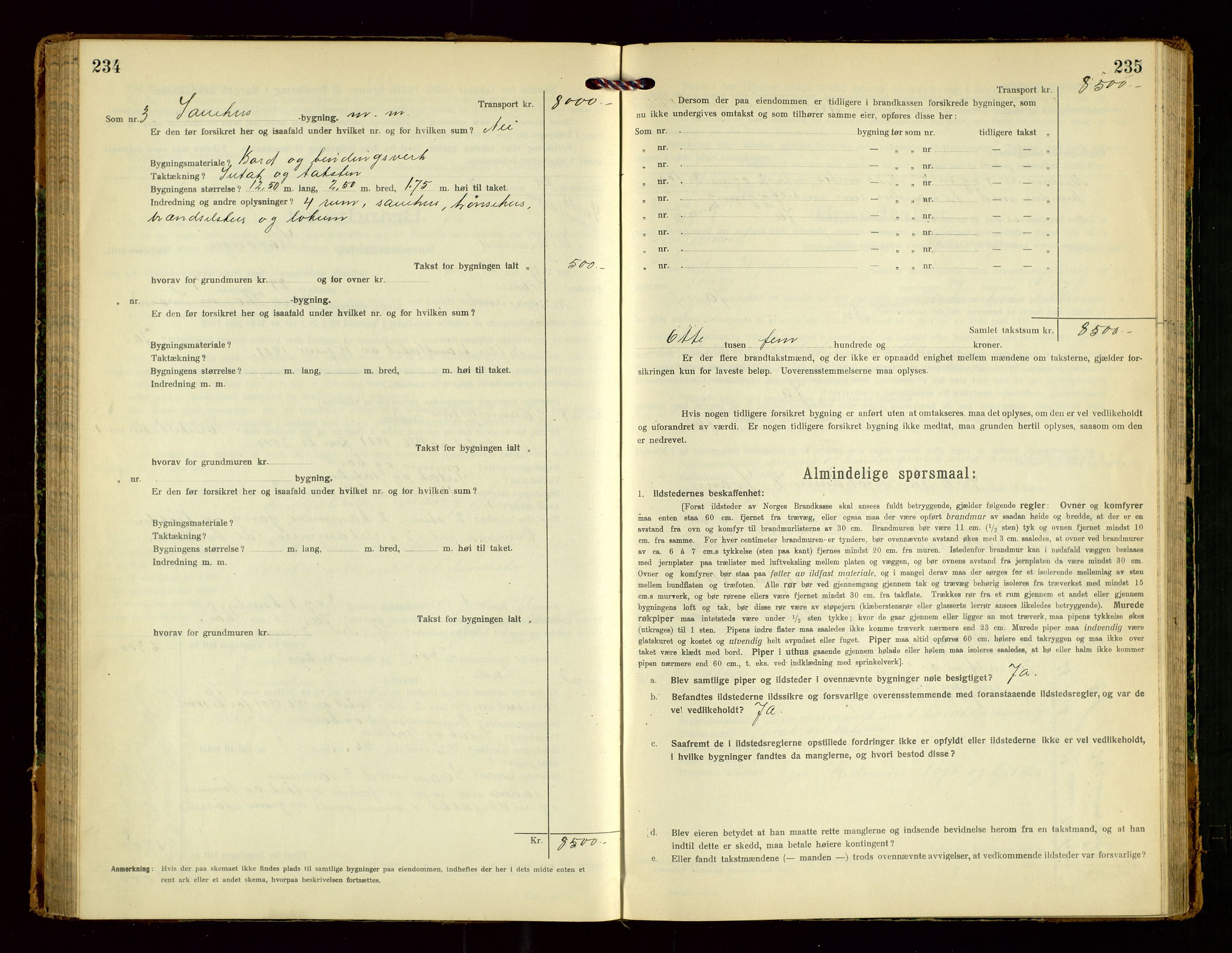 Eigersund lensmannskontor, SAST/A-100171/Gob/L0003: "Brandtakstprotokol", 1917-1920, s. 234-235