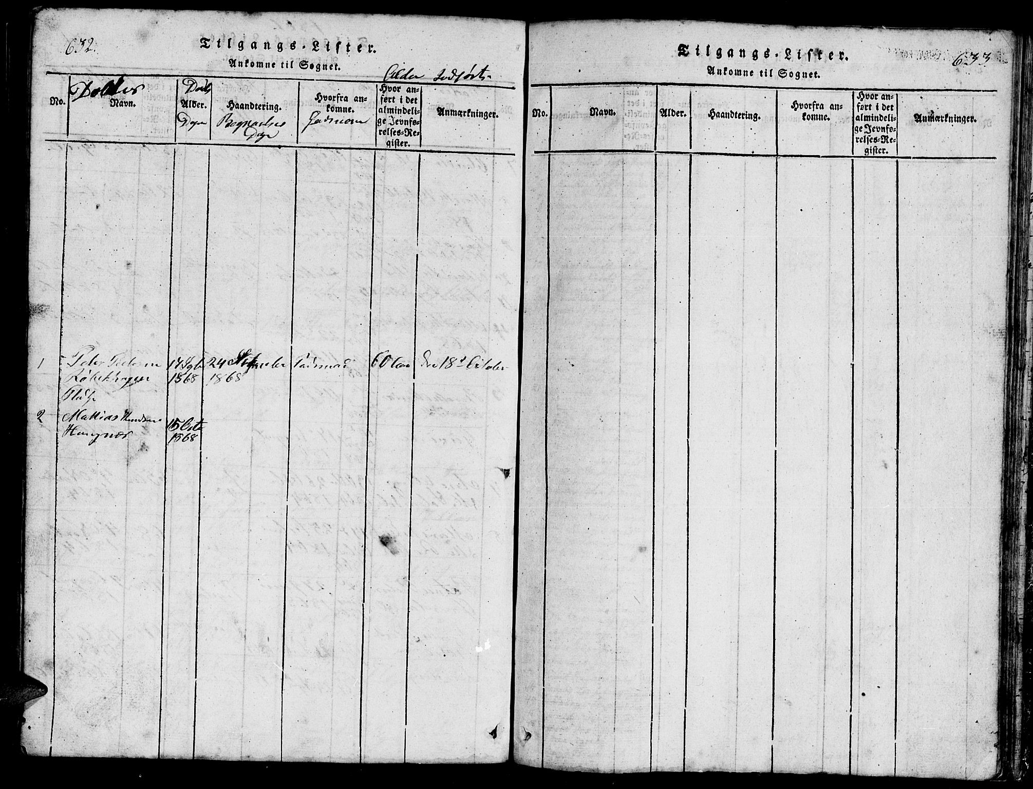 Ministerialprotokoller, klokkerbøker og fødselsregistre - Møre og Romsdal, SAT/A-1454/555/L0665: Klokkerbok nr. 555C01, 1818-1868, s. 632-633