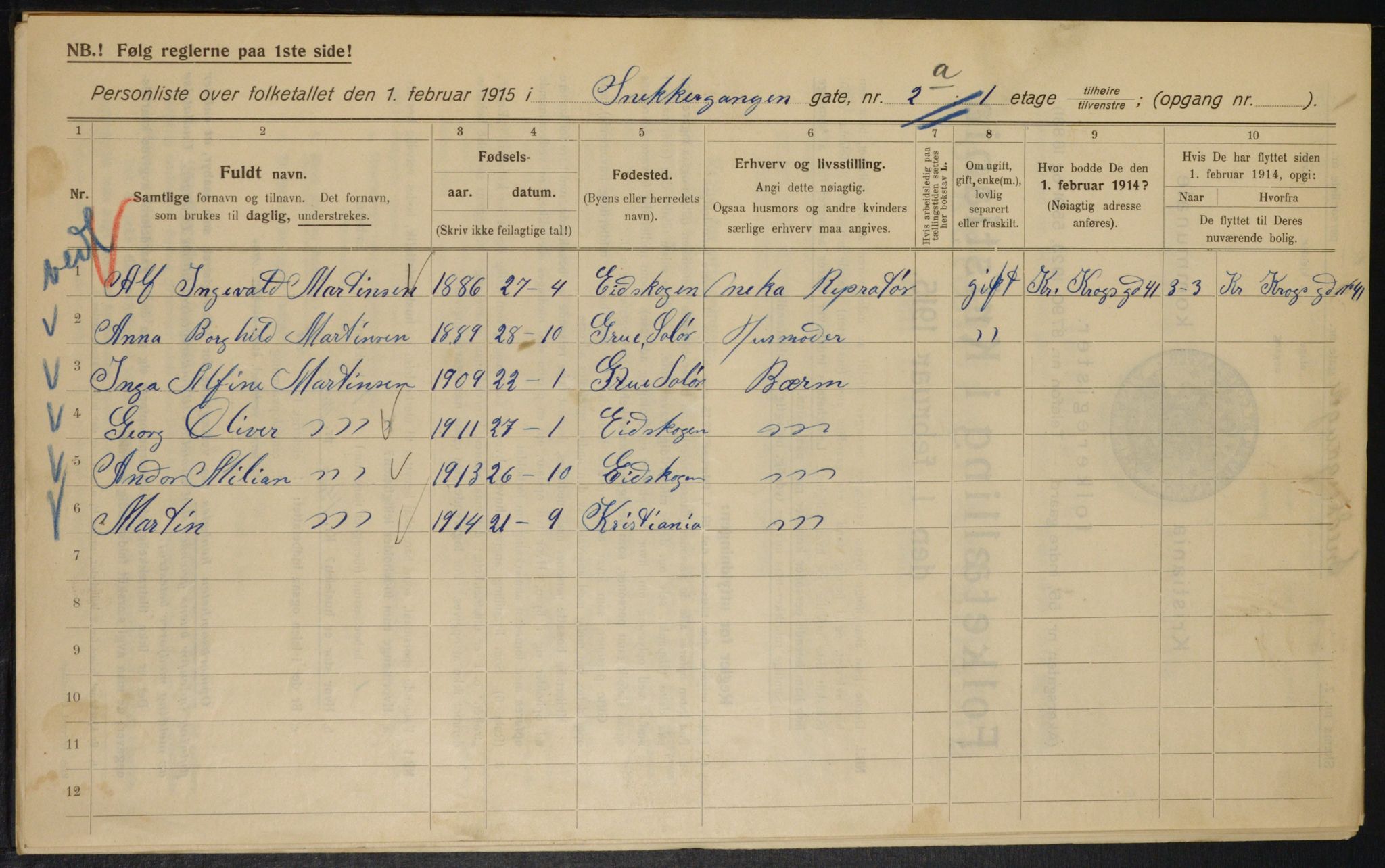 OBA, Kommunal folketelling 1.2.1915 for Kristiania, 1915, s. 97832