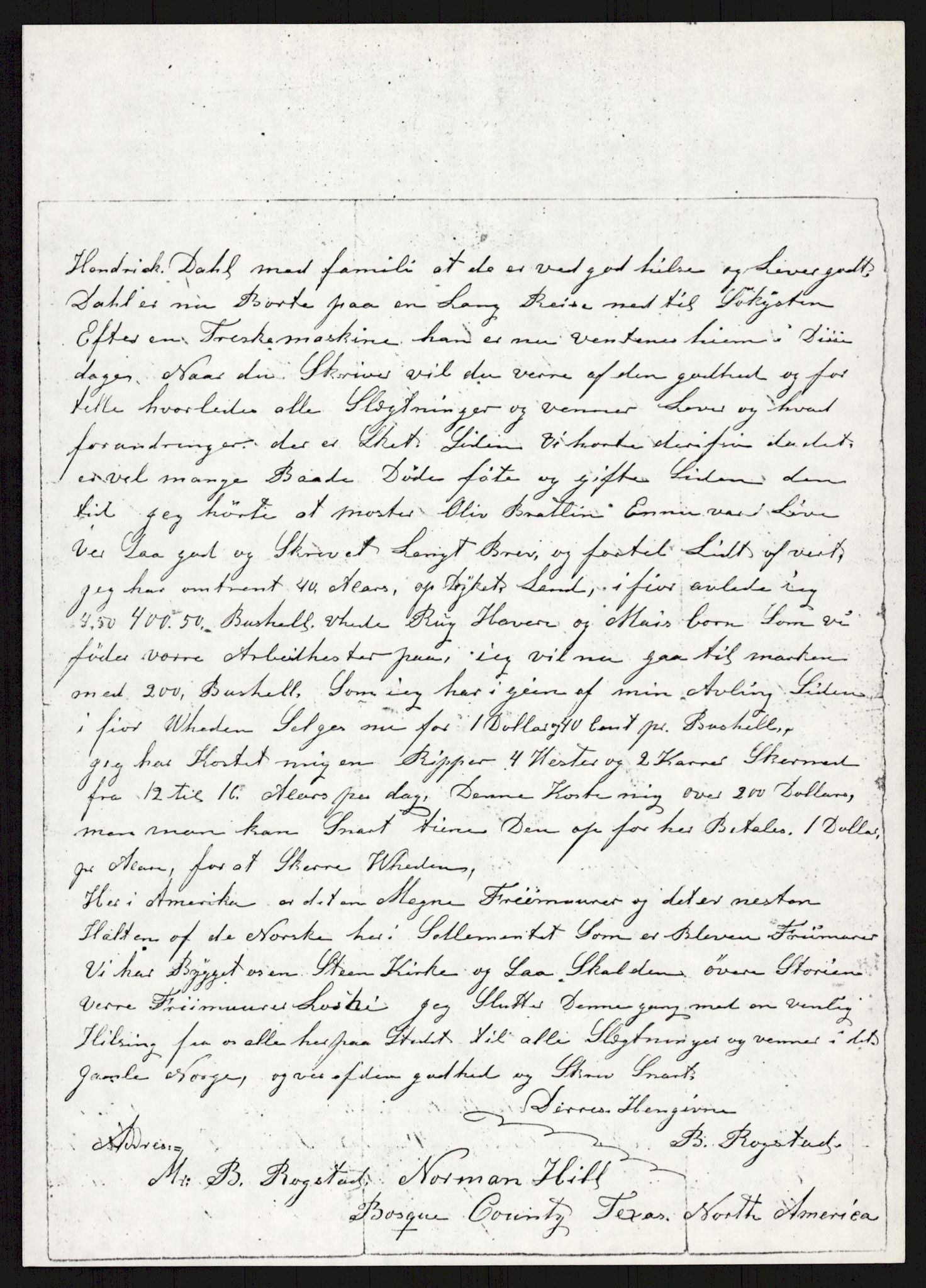 Samlinger til kildeutgivelse, Amerikabrevene, AV/RA-EA-4057/F/L0007: Innlån fra Hedmark: Berg - Furusetbrevene, 1838-1914, s. 443