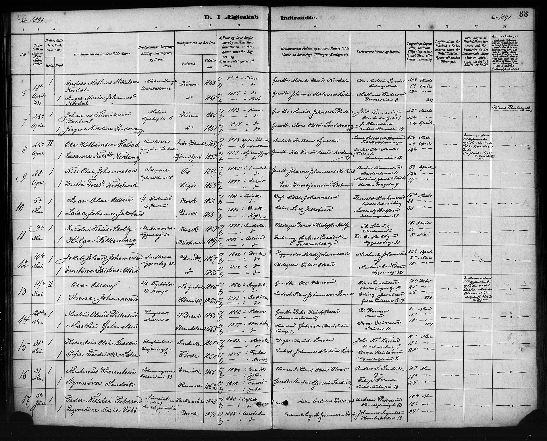 Johanneskirken sokneprestembete, AV/SAB-A-76001/H/Hab: Klokkerbok nr. C 1, 1885-1912, s. 33