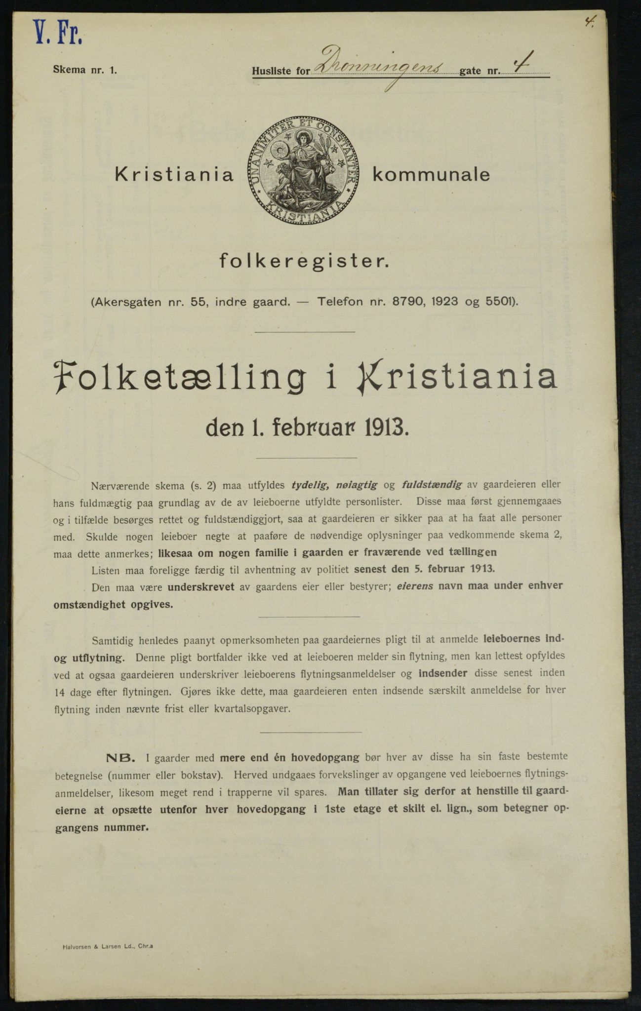 OBA, Kommunal folketelling 1.2.1913 for Kristiania, 1913, s. 17297