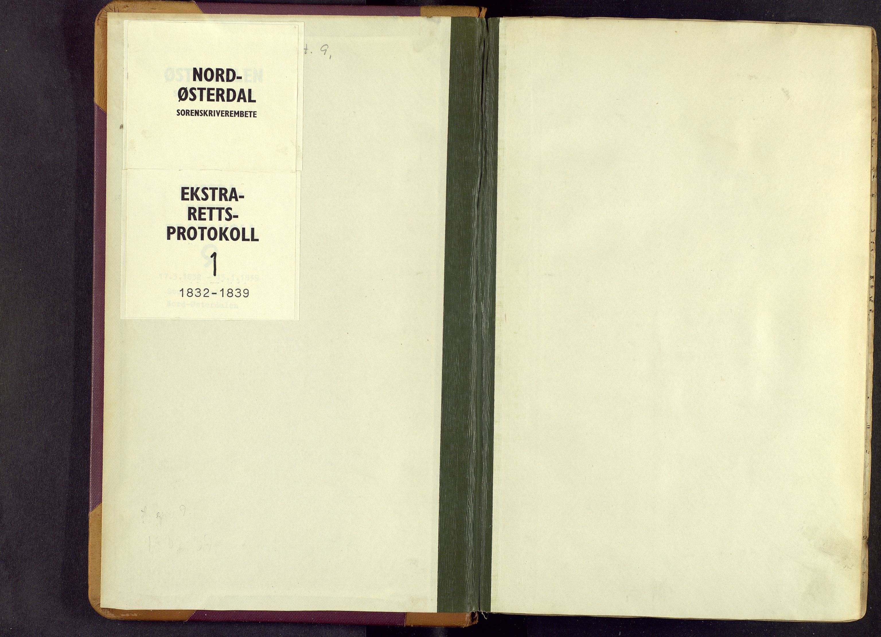 Nord-Østerdal tingrett, SAH/TING-020/G/Gc/L0001: Ekstrarettsprotokoll, 1832-1839