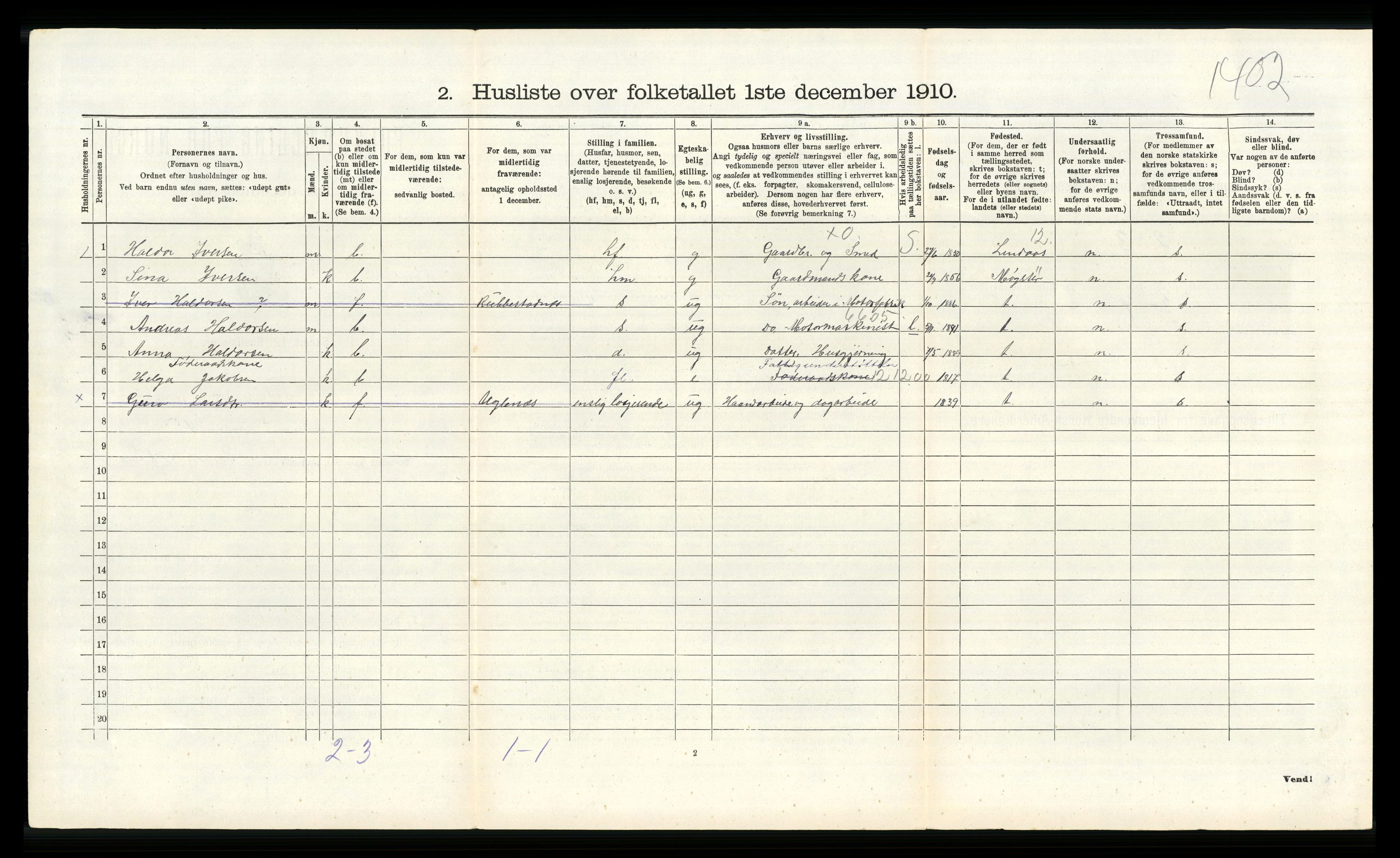 RA, Folketelling 1910 for 1222 Fitjar herred, 1910, s. 170