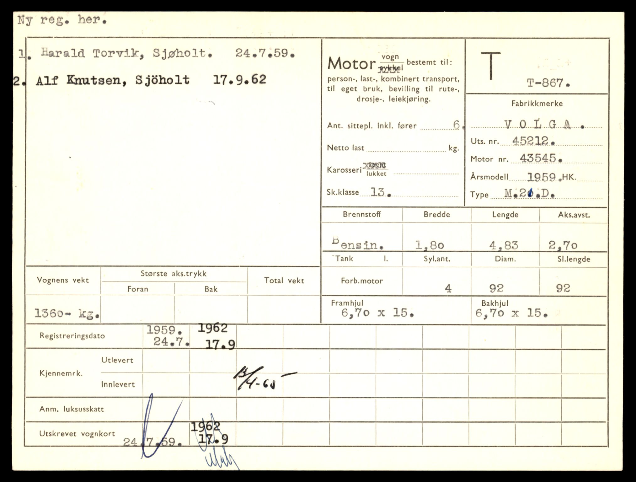 Møre og Romsdal vegkontor - Ålesund trafikkstasjon, SAT/A-4099/F/Fe/L0008: Registreringskort for kjøretøy T 747 - T 894, 1927-1998, s. 2658