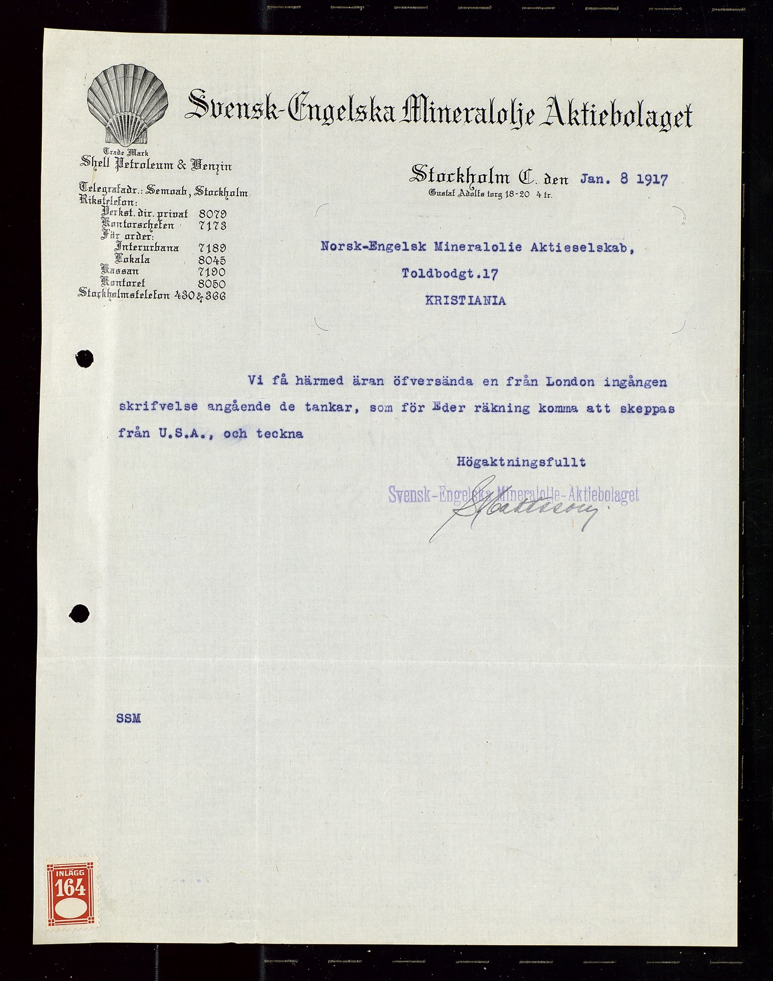 Pa 1521 - A/S Norske Shell, SAST/A-101915/E/Ea/Eaa/L0020: Sjefskorrespondanse, 1917, s. 446