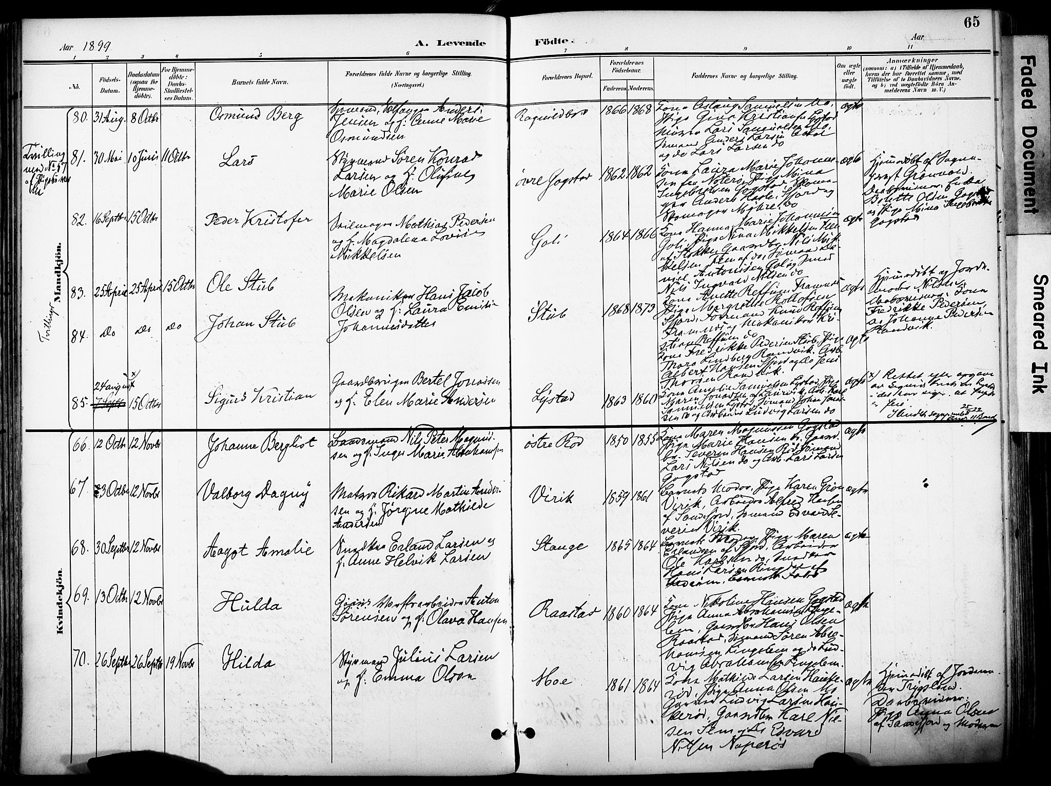 Sandar kirkebøker, AV/SAKO-A-243/F/Fa/L0014: Ministerialbok nr. 14, 1896-1909, s. 65