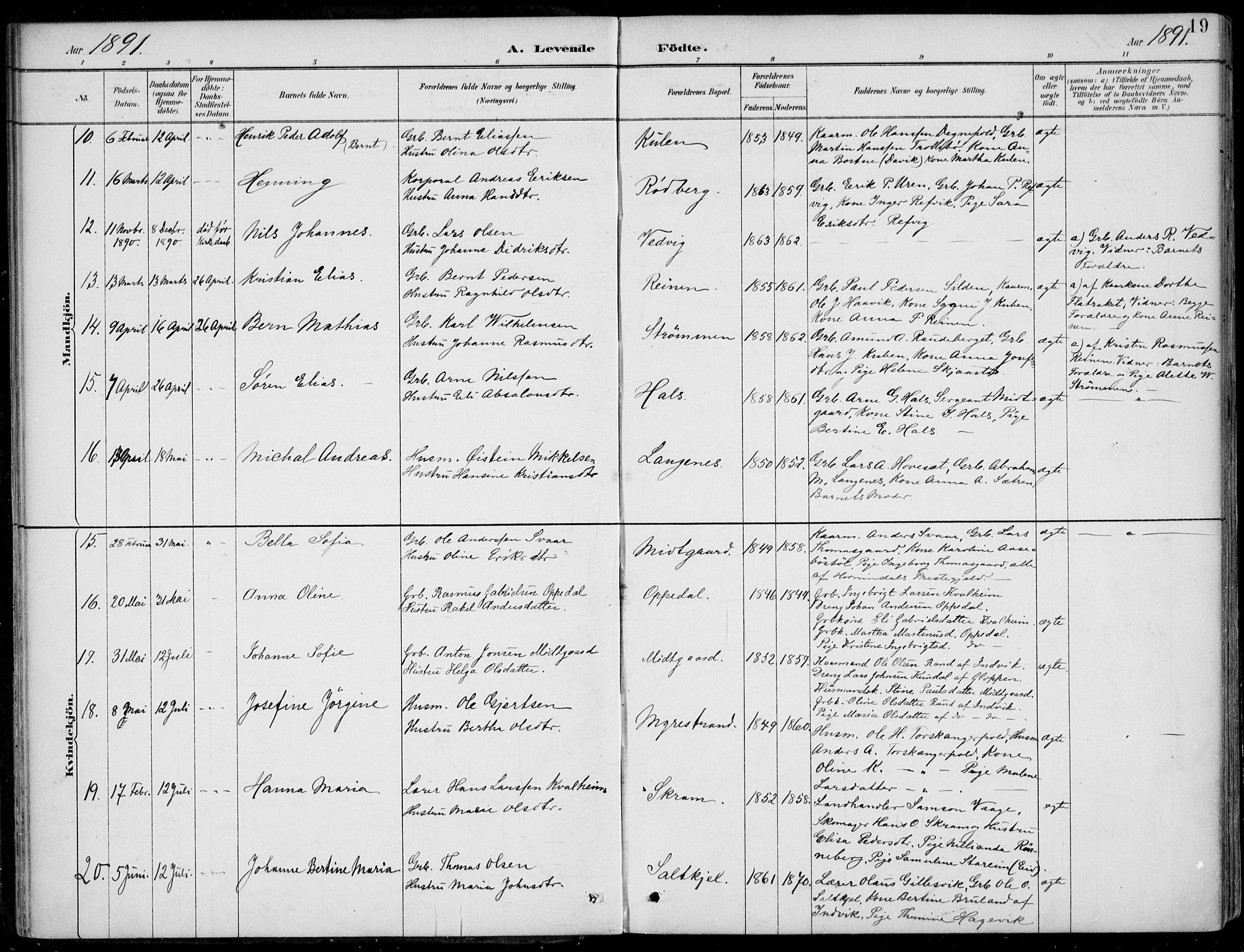 Selje sokneprestembete, AV/SAB-A-99938/H/Ha/Haa/Haac/L0002: Ministerialbok nr. C  2, 1889-1904, s. 19
