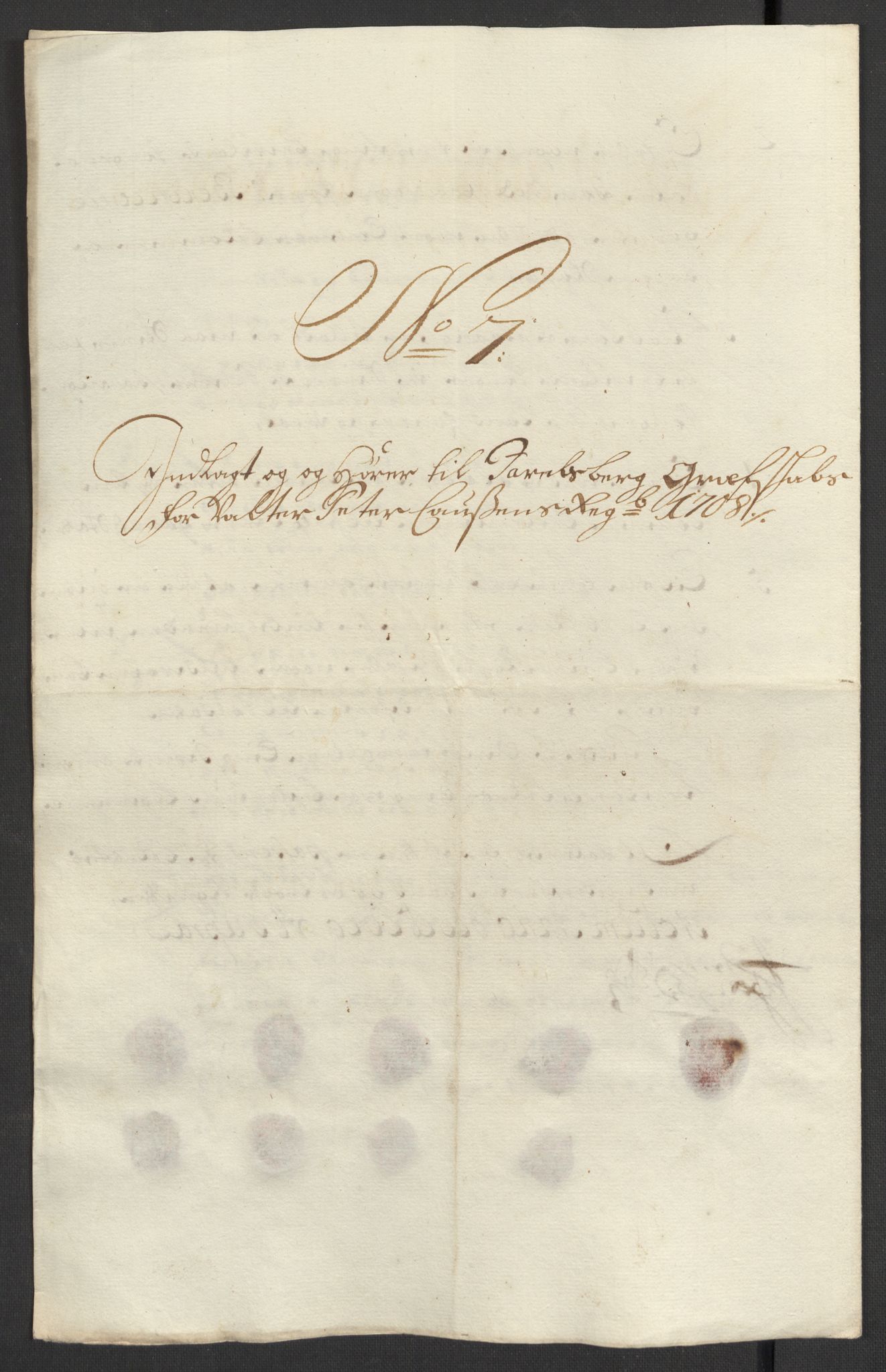 Rentekammeret inntil 1814, Reviderte regnskaper, Fogderegnskap, AV/RA-EA-4092/R32/L1873: Fogderegnskap Jarlsberg grevskap, 1708, s. 135
