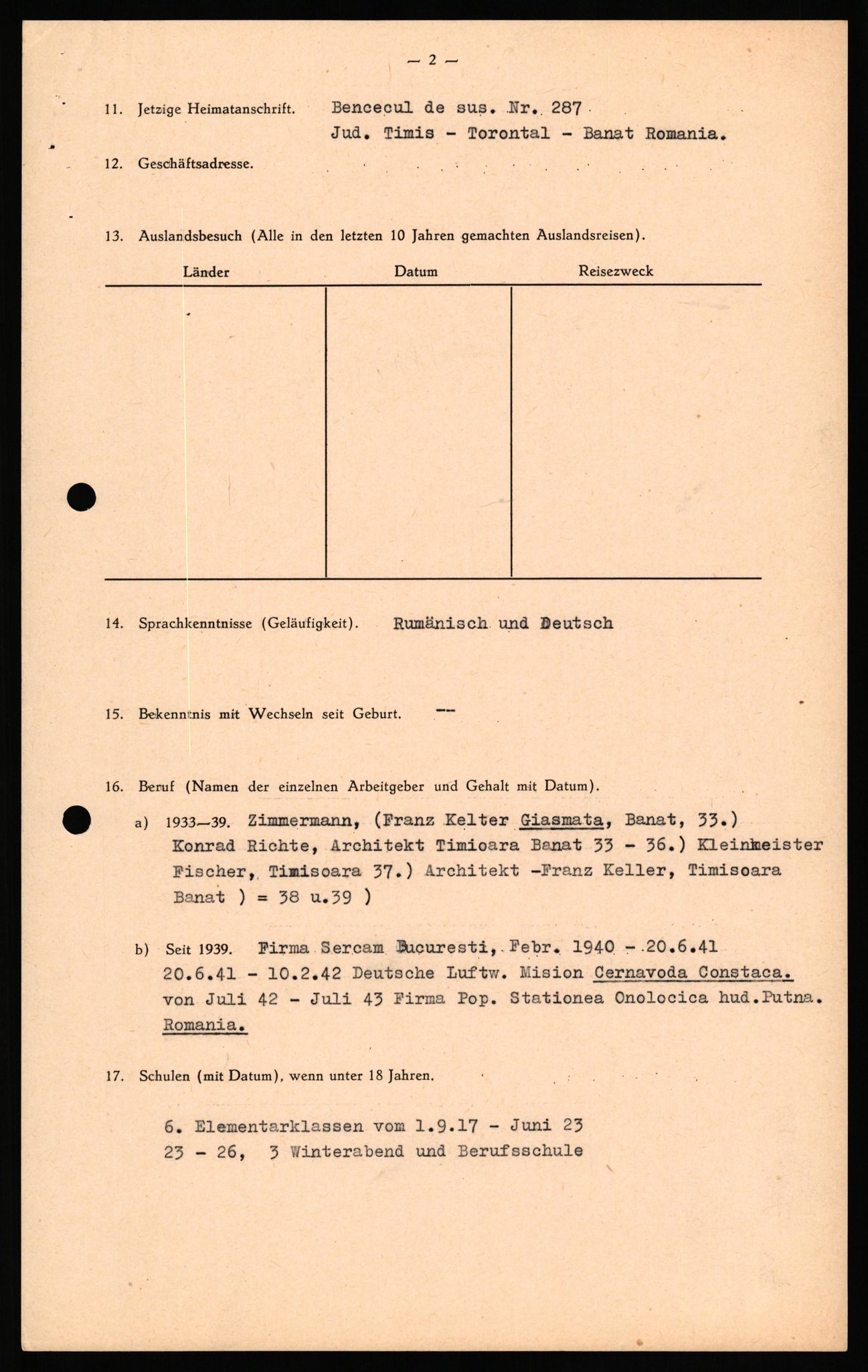 Forsvaret, Forsvarets overkommando II, AV/RA-RAFA-3915/D/Db/L0041: CI Questionaires.  Diverse nasjonaliteter., 1945-1946, s. 110