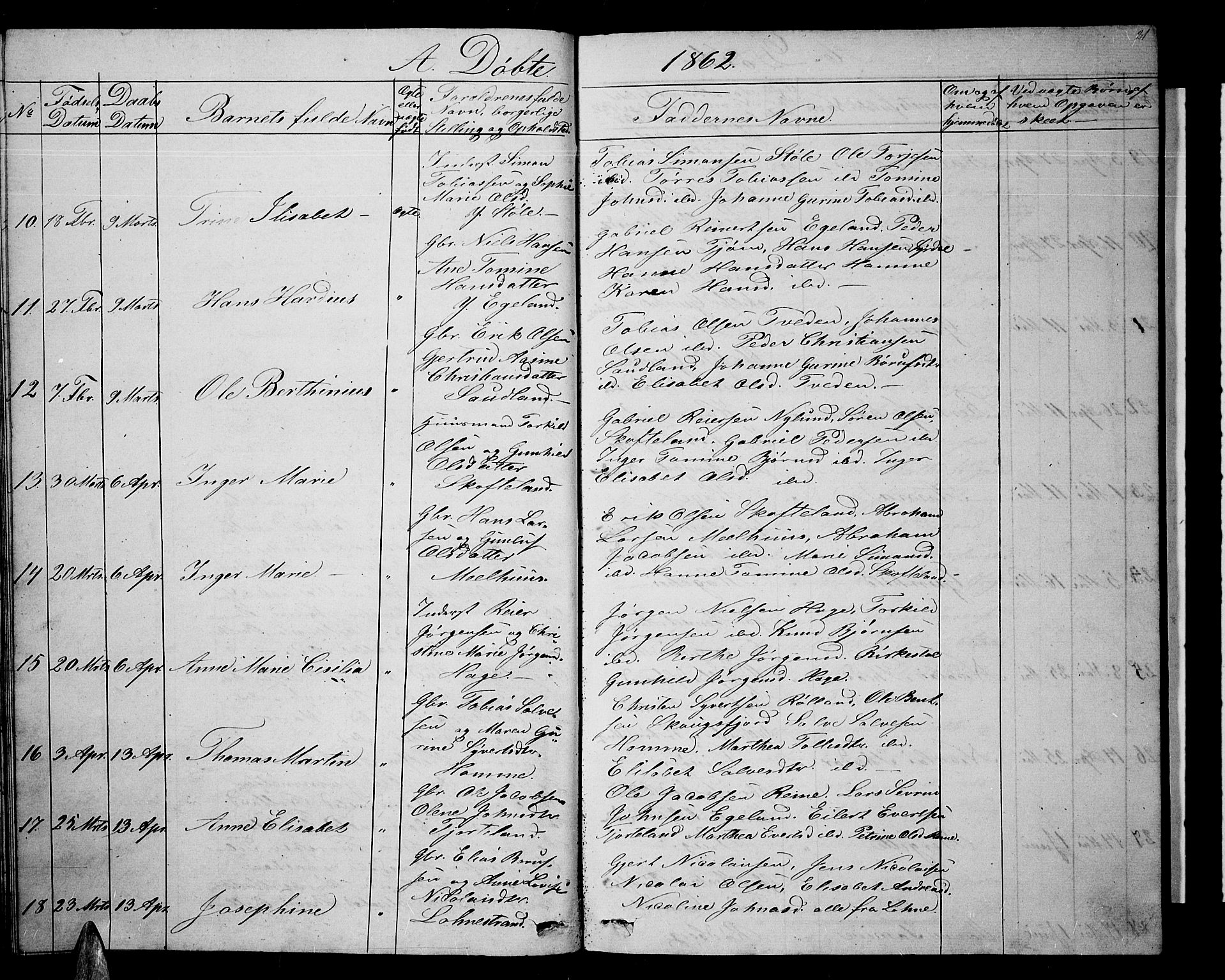 Sør-Audnedal sokneprestkontor, AV/SAK-1111-0039/F/Fb/Fbb/L0003: Klokkerbok nr. B 3, 1859-1868, s. 21