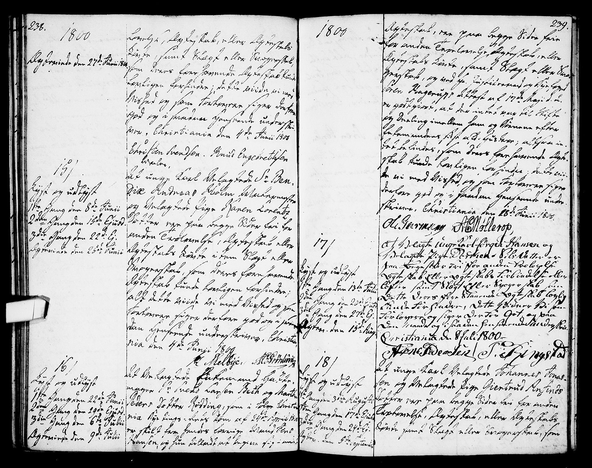 Oslo domkirke Kirkebøker, AV/SAO-A-10752/L/La/L0010: Forlovererklæringer nr. 10, 1789-1807, s. 238-239
