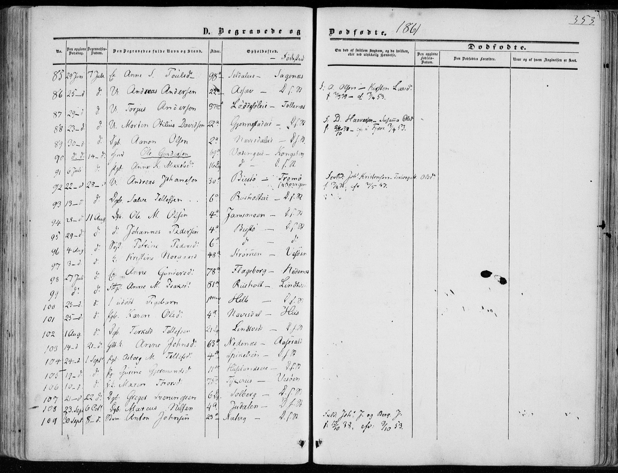 Øyestad sokneprestkontor, AV/SAK-1111-0049/F/Fa/L0015: Ministerialbok nr. A 15, 1857-1873, s. 353