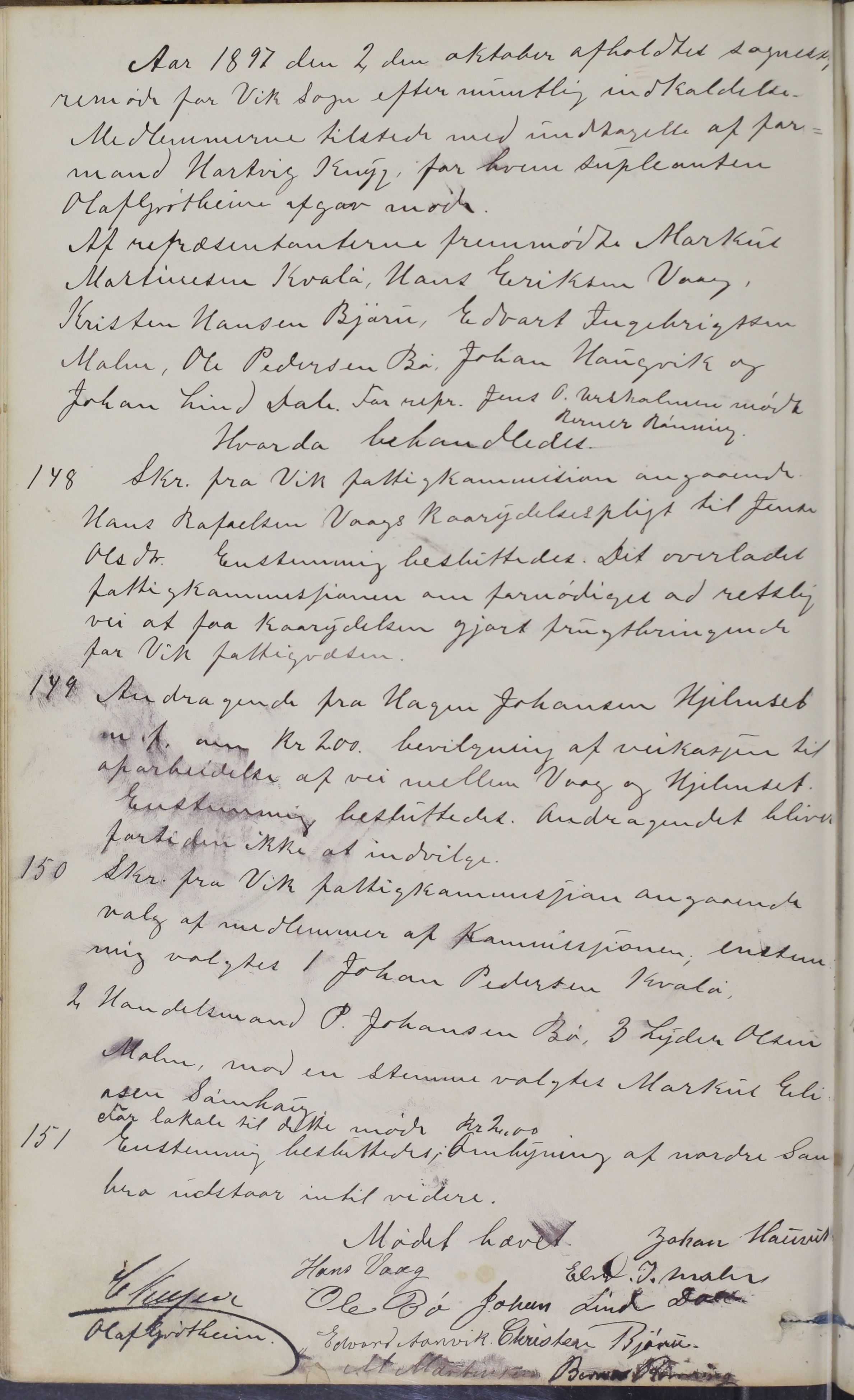 Brønnøy kommune. Formannskapet, AIN/K-18130.150/A/Aa/L0002: Møtebok, 1890-1899