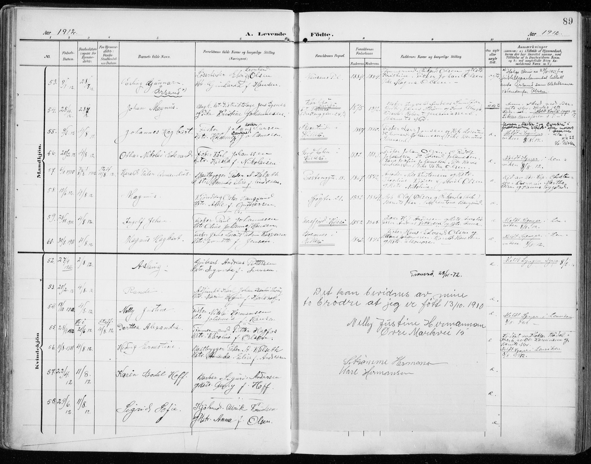 Tromsø sokneprestkontor/stiftsprosti/domprosti, AV/SATØ-S-1343/G/Ga/L0017kirke: Ministerialbok nr. 17, 1907-1917, s. 89