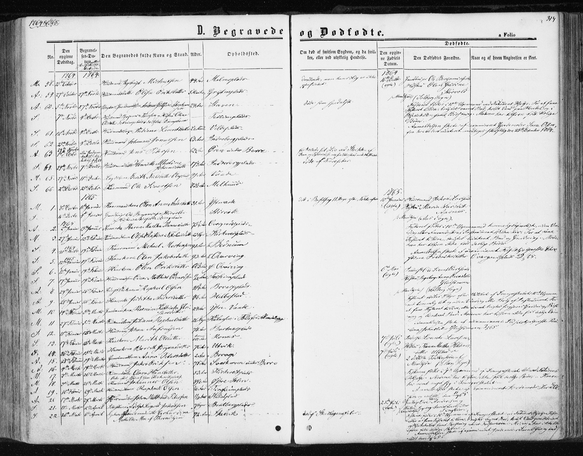 Ministerialprotokoller, klokkerbøker og fødselsregistre - Nord-Trøndelag, AV/SAT-A-1458/741/L0394: Ministerialbok nr. 741A08, 1864-1877, s. 314