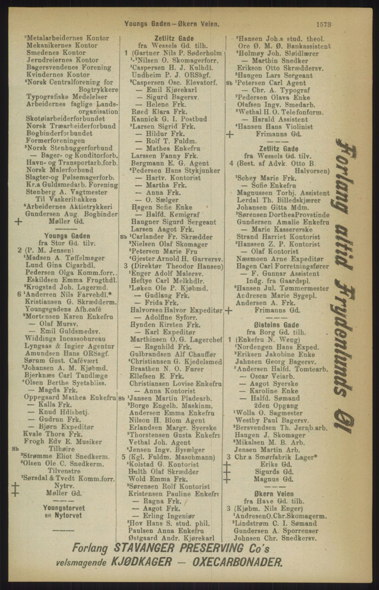 Kristiania/Oslo adressebok, PUBL/-, 1911, s. 1573