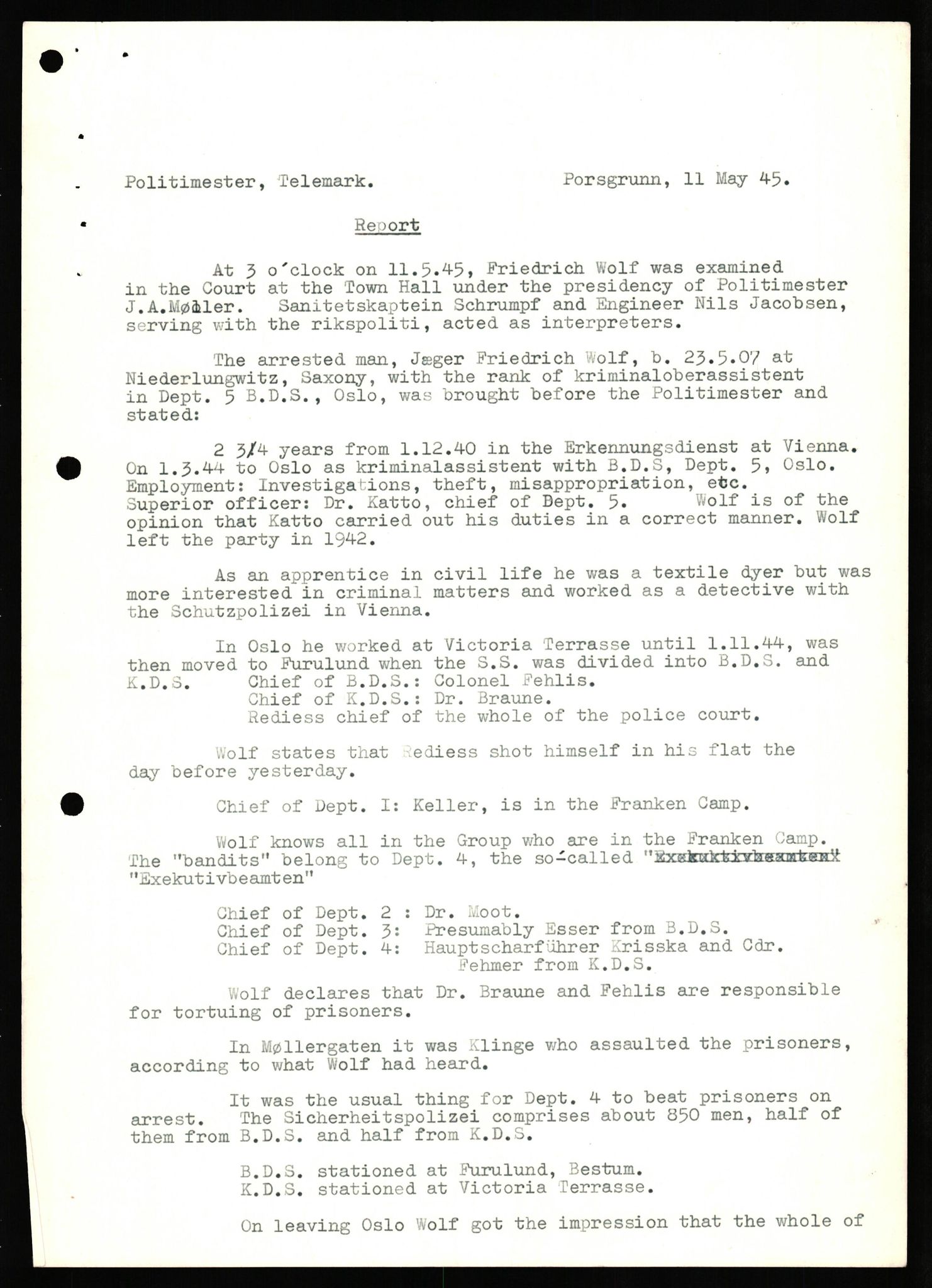 Forsvaret, Forsvarets overkommando II, AV/RA-RAFA-3915/D/Db/L0036: CI Questionaires. Tyske okkupasjonsstyrker i Norge. Tyskere., 1945-1946, s. 407