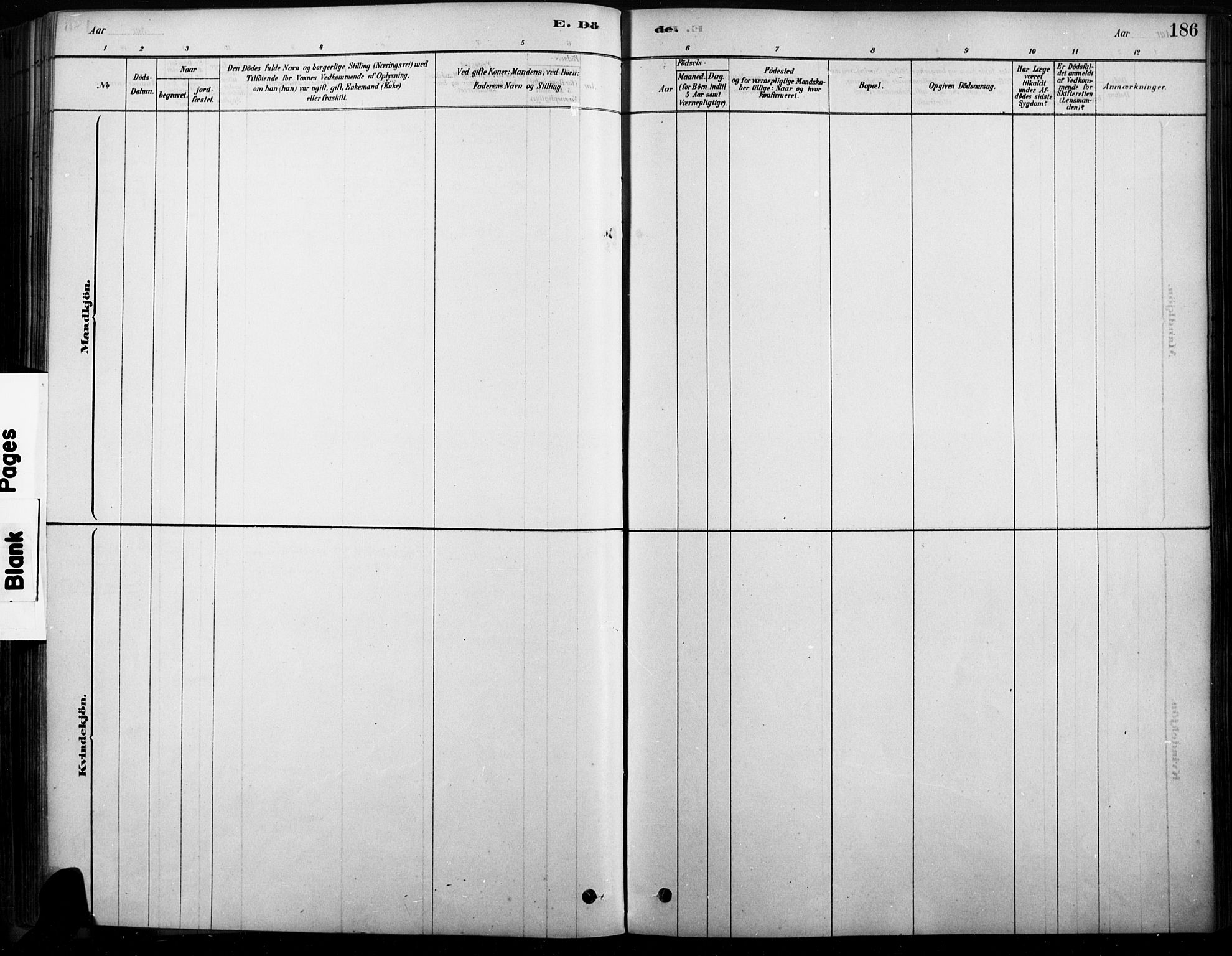 Rendalen prestekontor, SAH/PREST-054/H/Ha/Haa/L0009: Ministerialbok nr. 9, 1878-1901, s. 186