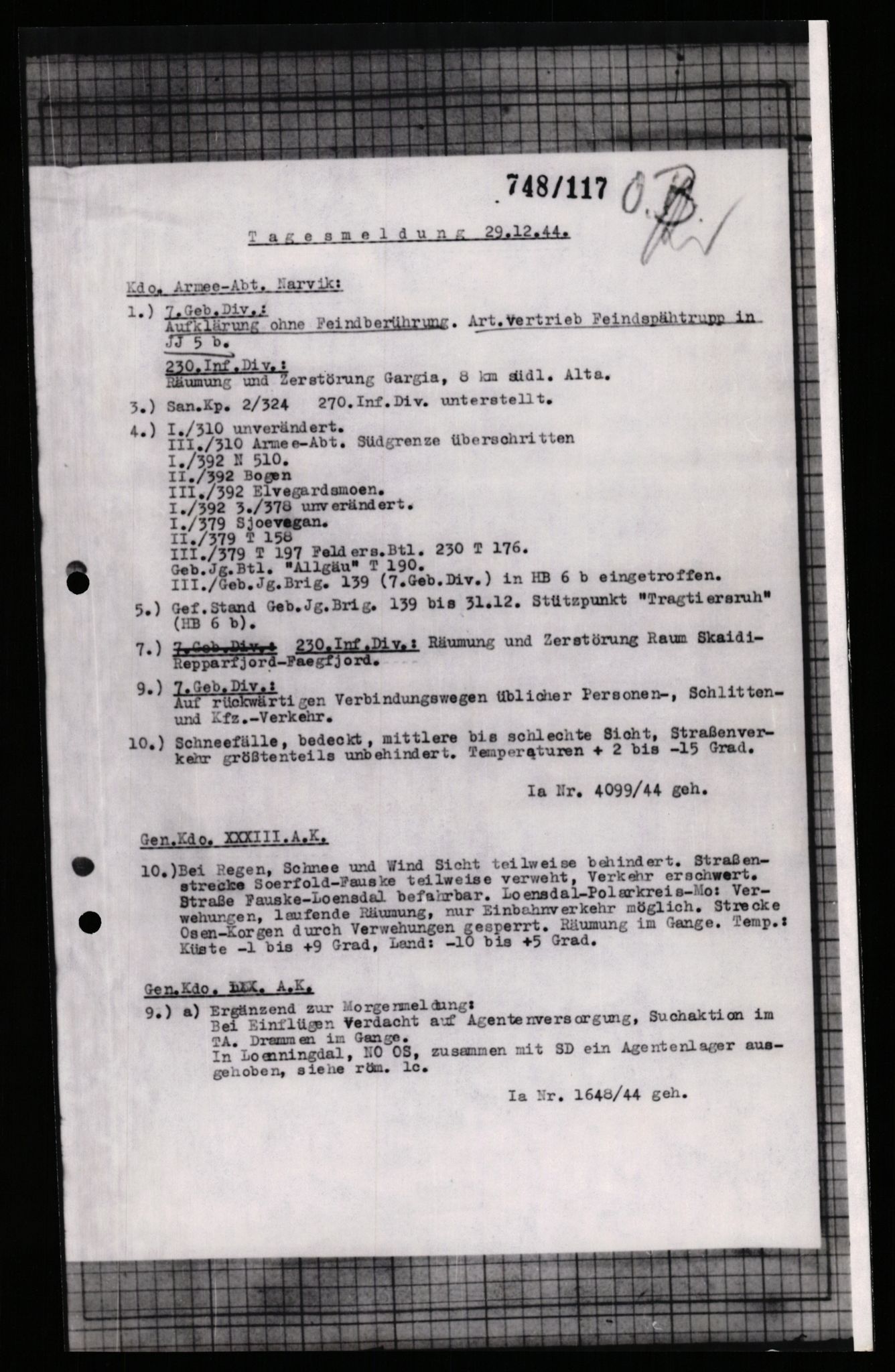 Forsvarets Overkommando. 2 kontor. Arkiv 11.4. Spredte tyske arkivsaker, AV/RA-RAFA-7031/D/Dar/Dara/L0005: Krigsdagbøker for 20. Gebirgs-Armee-Oberkommando (AOK 20), 1942-1944, s. 623