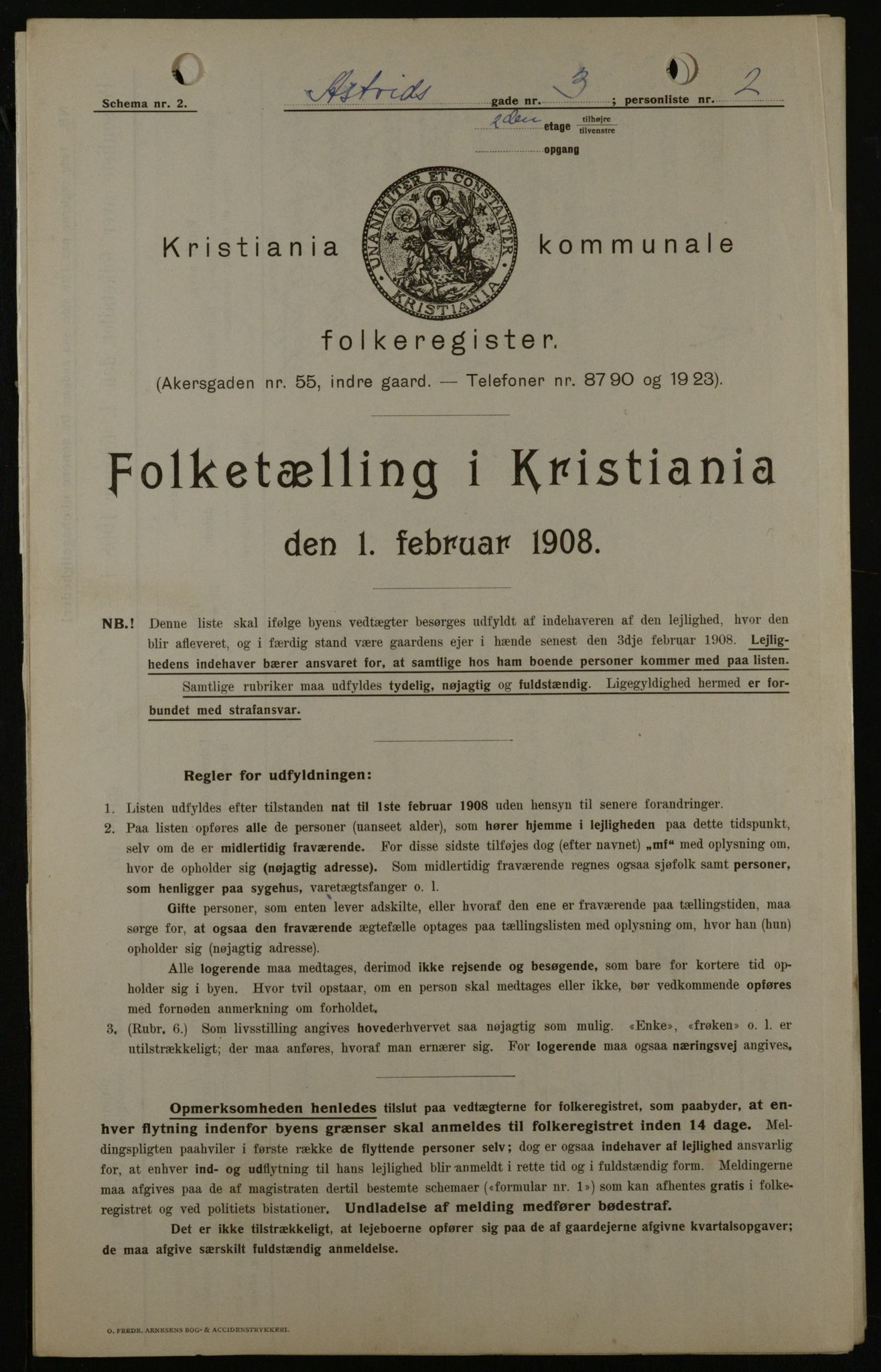 OBA, Kommunal folketelling 1.2.1908 for Kristiania kjøpstad, 1908, s. 15874