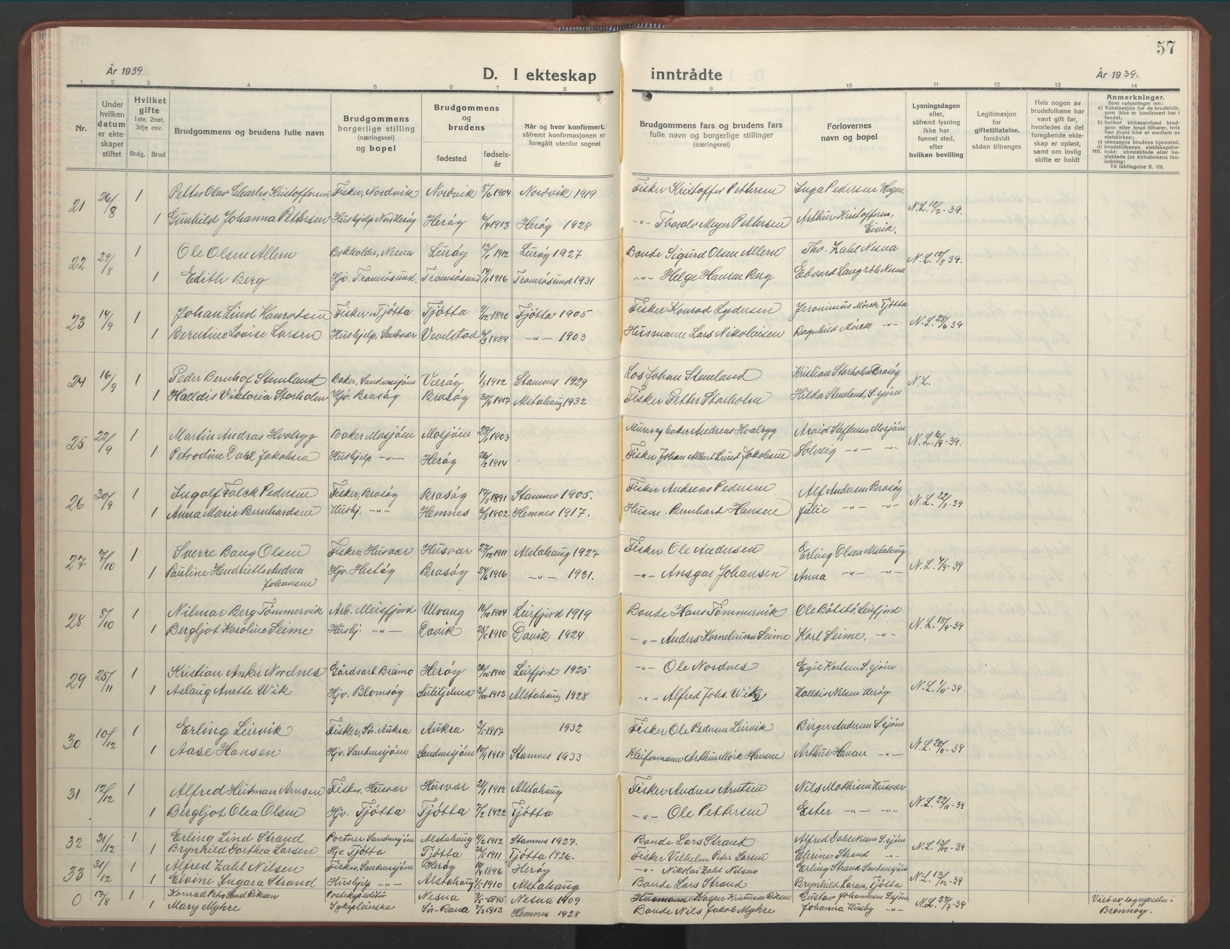 Ministerialprotokoller, klokkerbøker og fødselsregistre - Nordland, AV/SAT-A-1459/831/L0481: Klokkerbok nr. 831C08, 1935-1948, s. 57