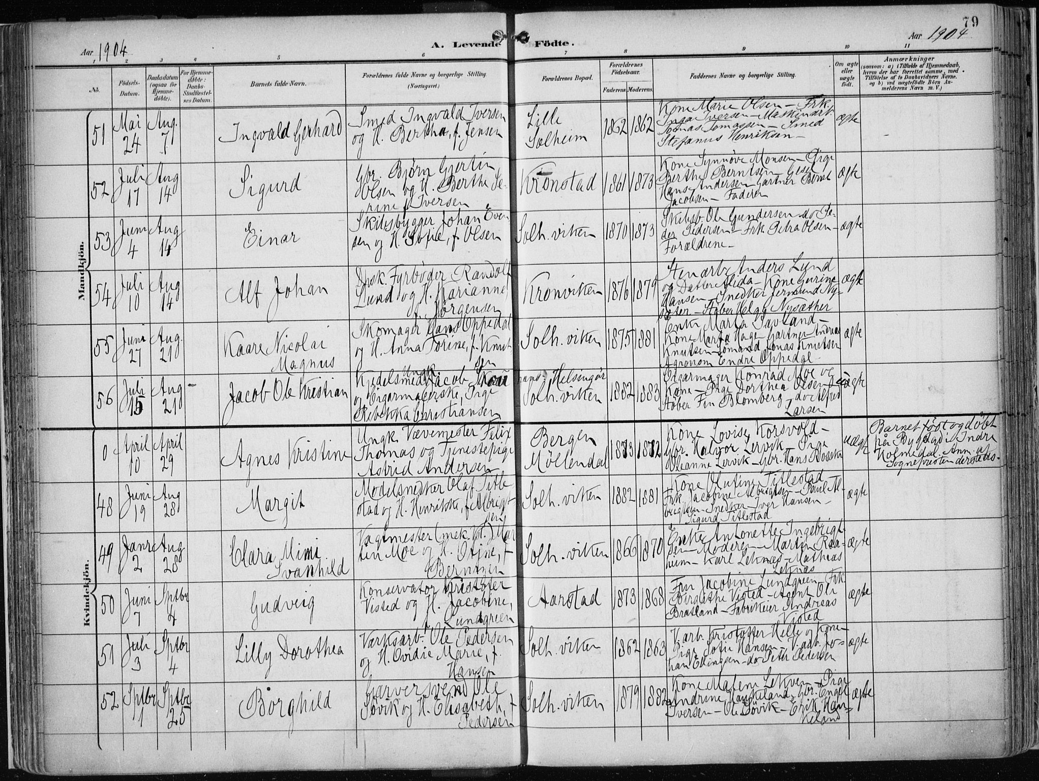 Årstad Sokneprestembete, AV/SAB-A-79301/H/Haa/L0002: Ministerialbok nr. A 2, 1899-1914, s. 79