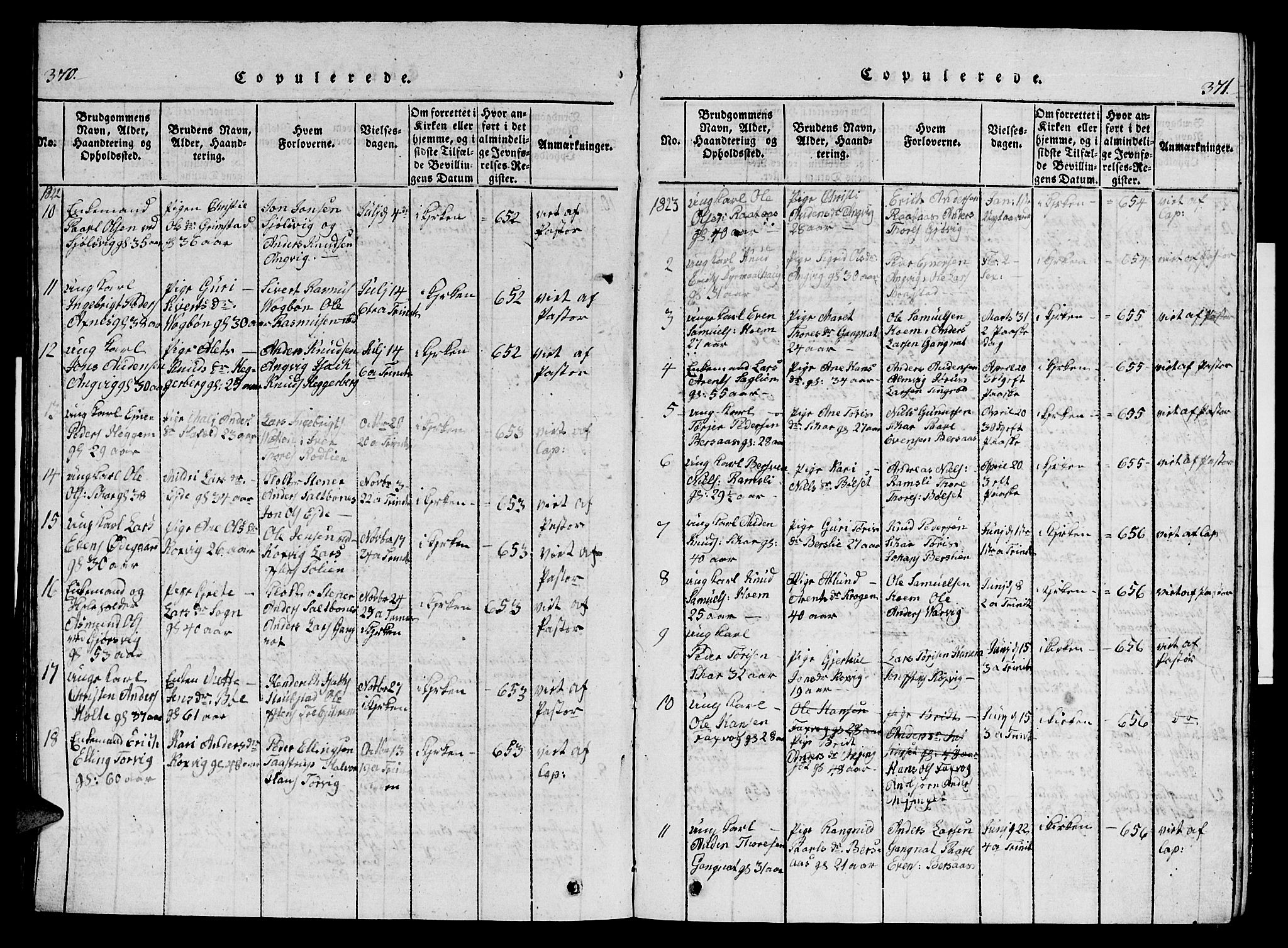 Ministerialprotokoller, klokkerbøker og fødselsregistre - Møre og Romsdal, AV/SAT-A-1454/586/L0990: Klokkerbok nr. 586C01, 1819-1837, s. 370-371