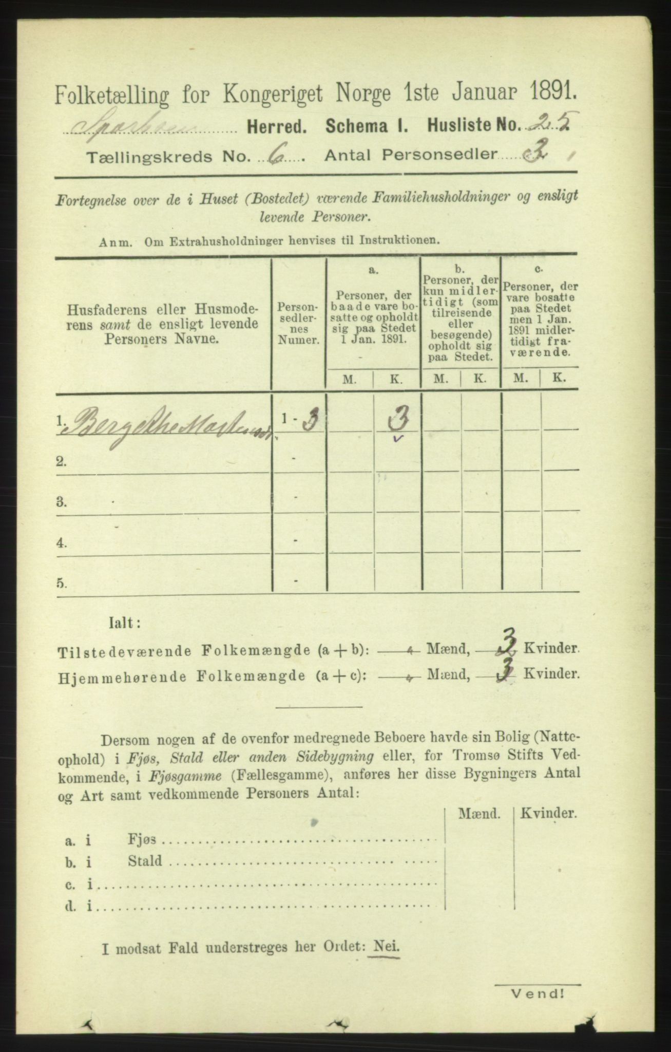 RA, Folketelling 1891 for 1731 Sparbu herred, 1891, s. 2145