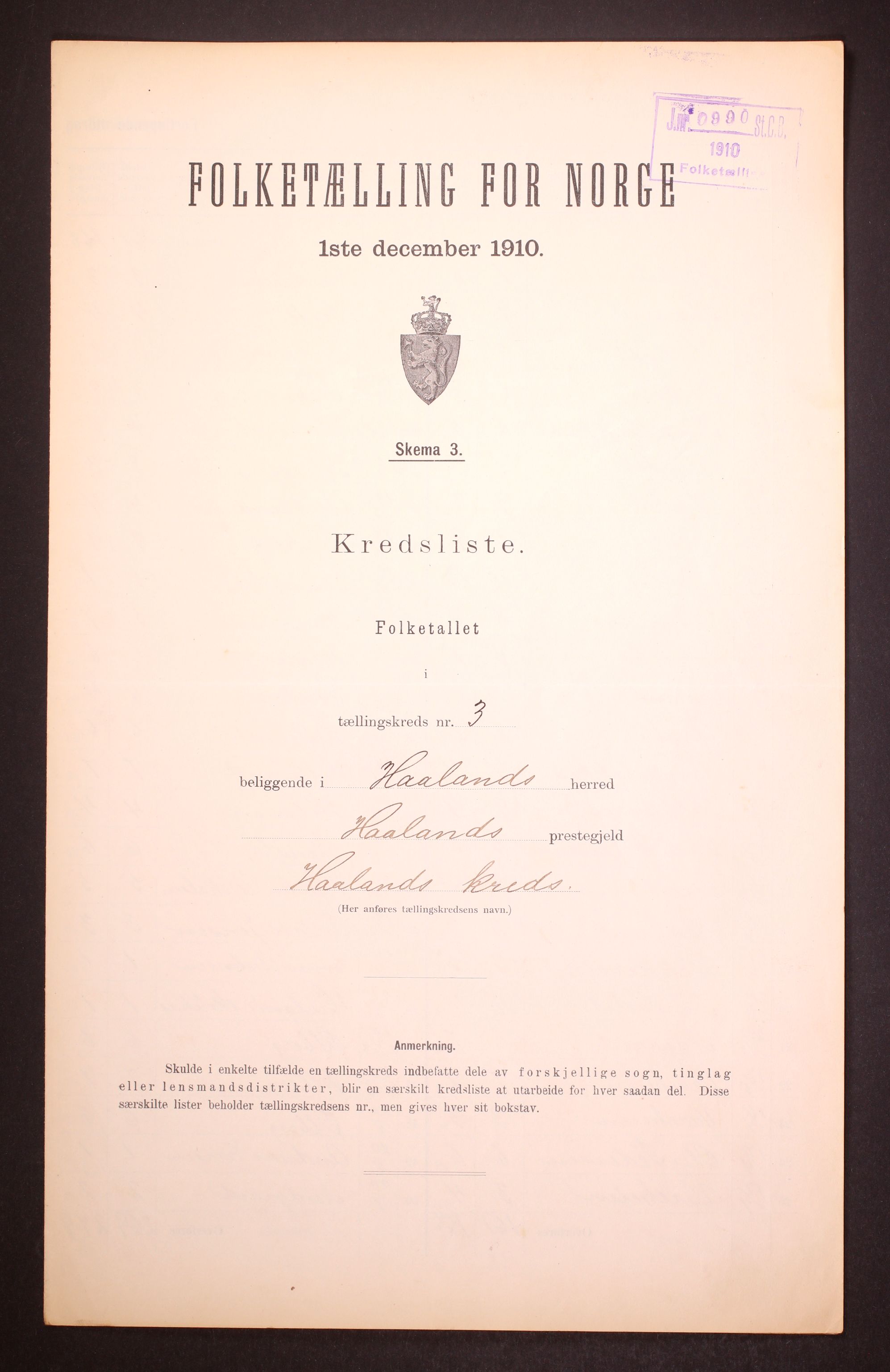 RA, Folketelling 1910 for 1124 Håland herred, 1910, s. 15