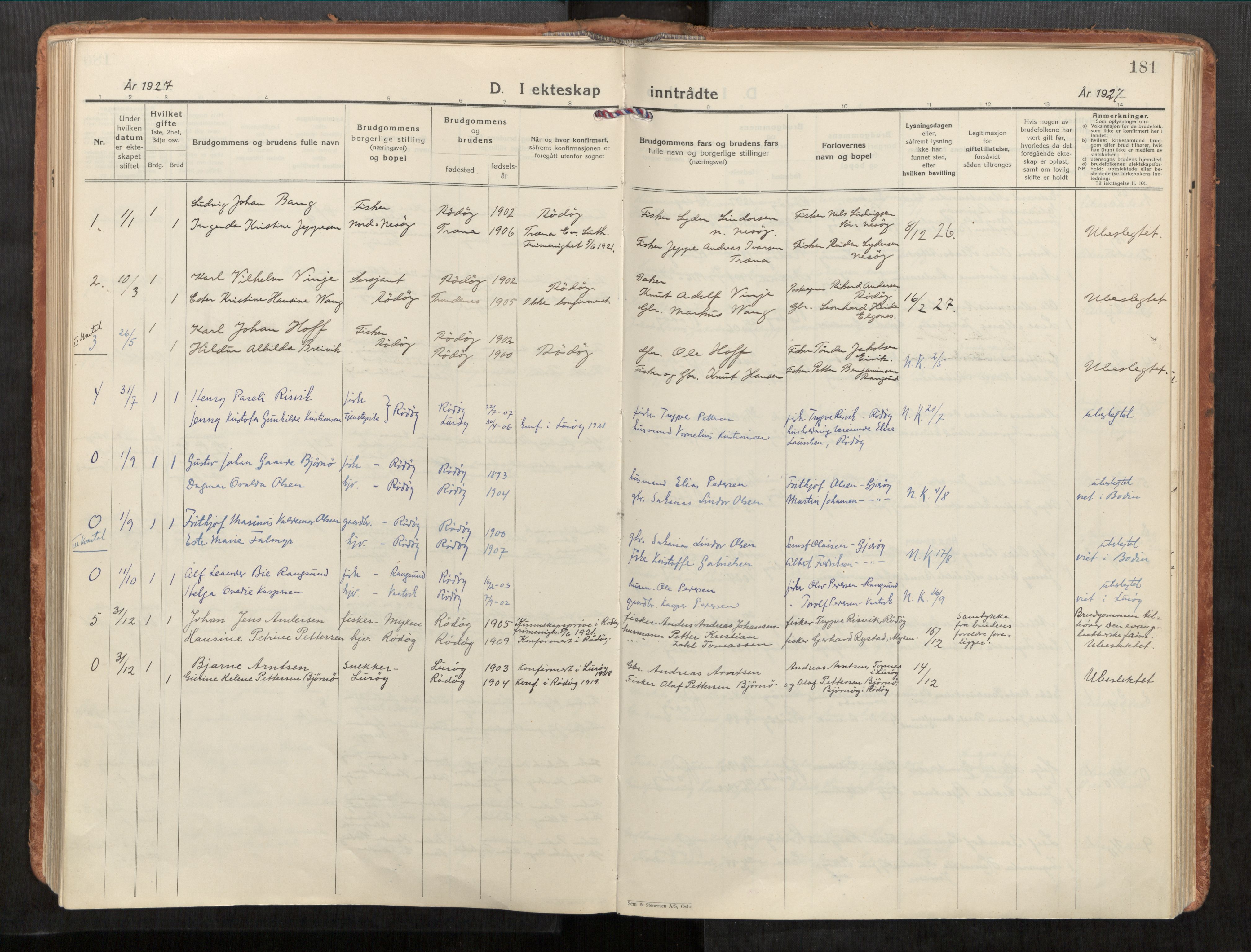 Rødøy sokneprestkontor, SAT/A-4397/2/H/Ha/Haa/L0001: Ministerialbok nr. 1, 1926-1941, s. 181