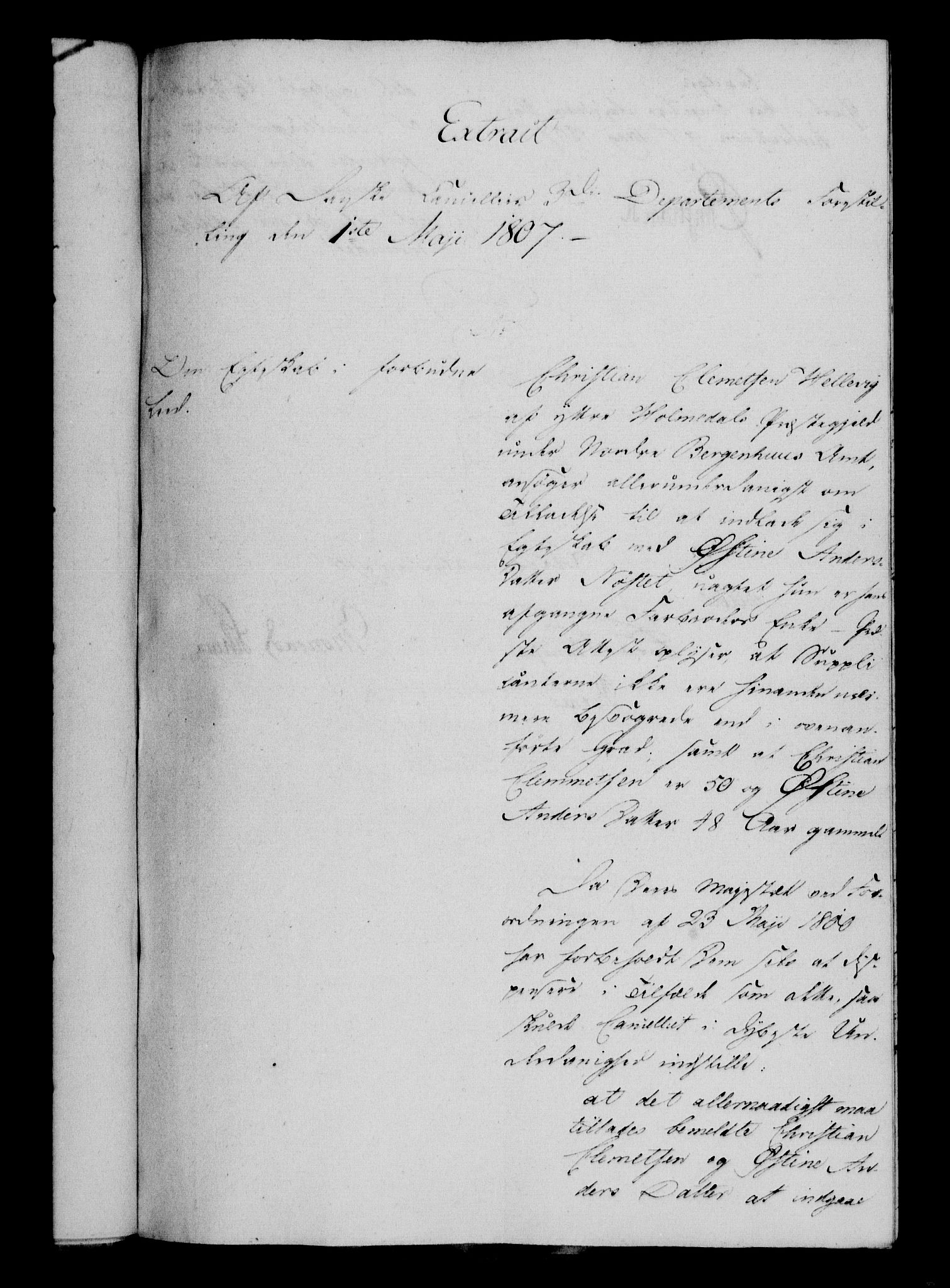Danske Kanselli 1800-1814, RA/EA-3024/H/Hf/Hfa/Hfaa/L0008: Ekstrakt av forestillinger, 1807